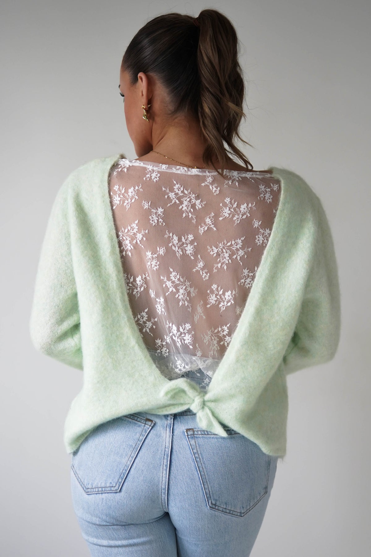 Bree Bow Back Detail Knit Jumper | Green-Oh Hello Clothing