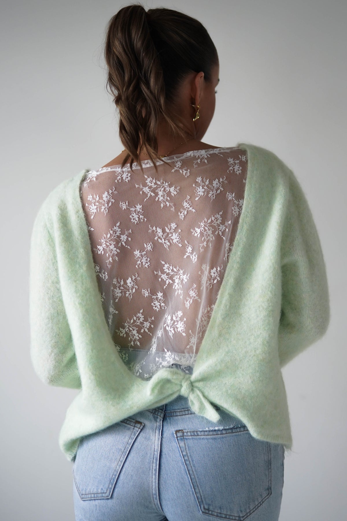 Bree Bow Back Detail Knit Jumper | Green-Oh Hello Clothing