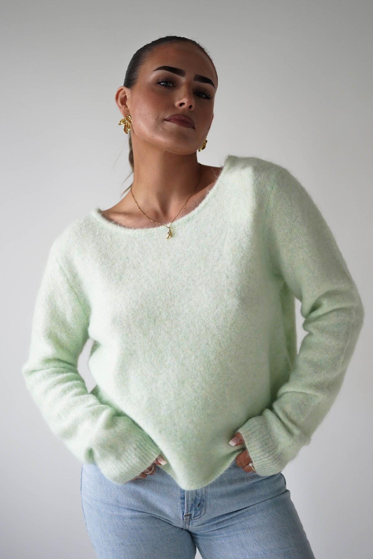 Bree Bow Back Detail Knit Jumper | Green-Oh Hello Clothing