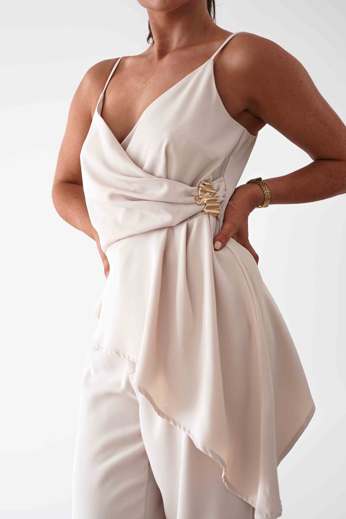 Bridget Asymmetric Co-Ord Set | Cream-Oh Hello Clothing