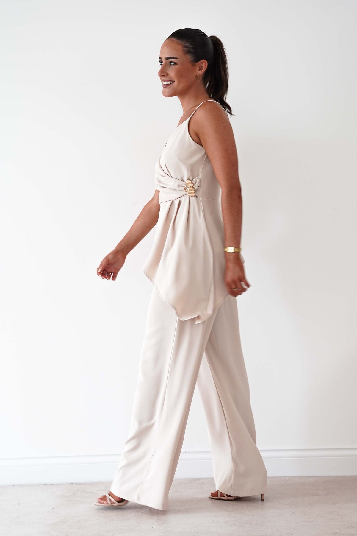 Bridget Asymmetric Co-Ord Set | Cream-Oh Hello Clothing