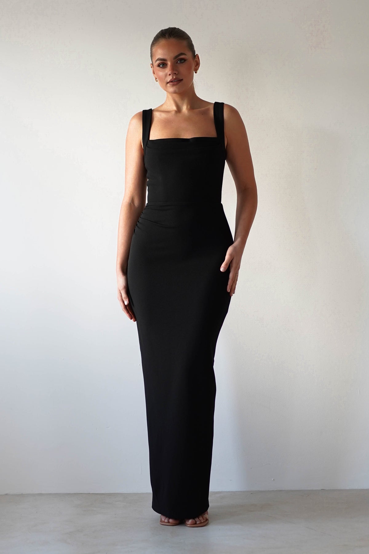 Brooke Square Neck Maxi Dress | Black-Oh Hello Clothing