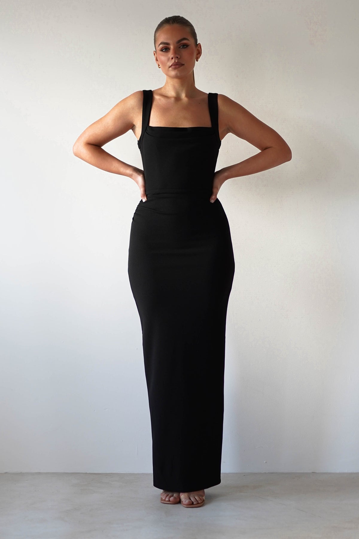 Brooke Square Neck Maxi Dress | Black-Oh Hello Clothing