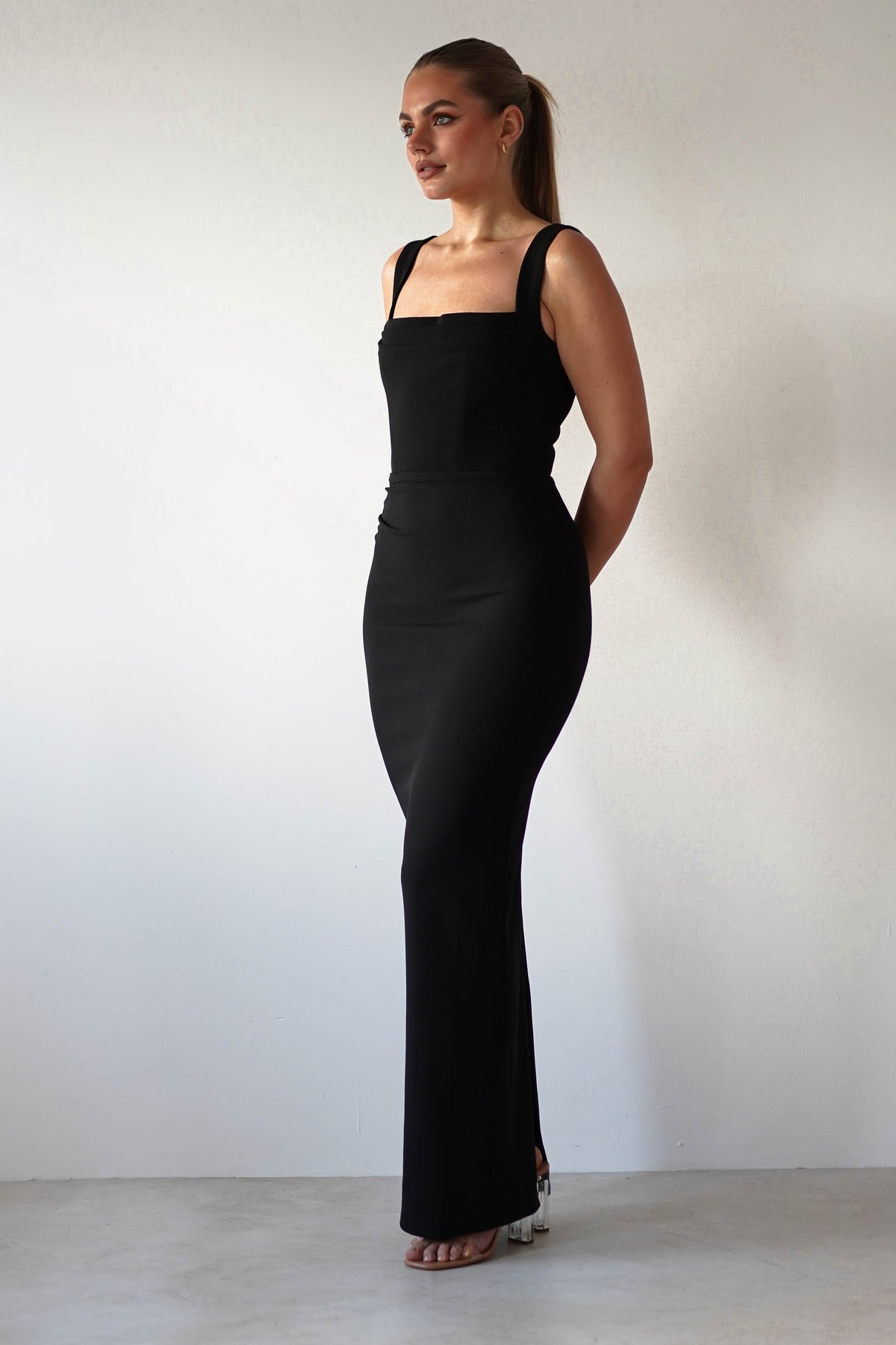 Brooke Square Neck Maxi Dress | Black-Oh Hello Clothing