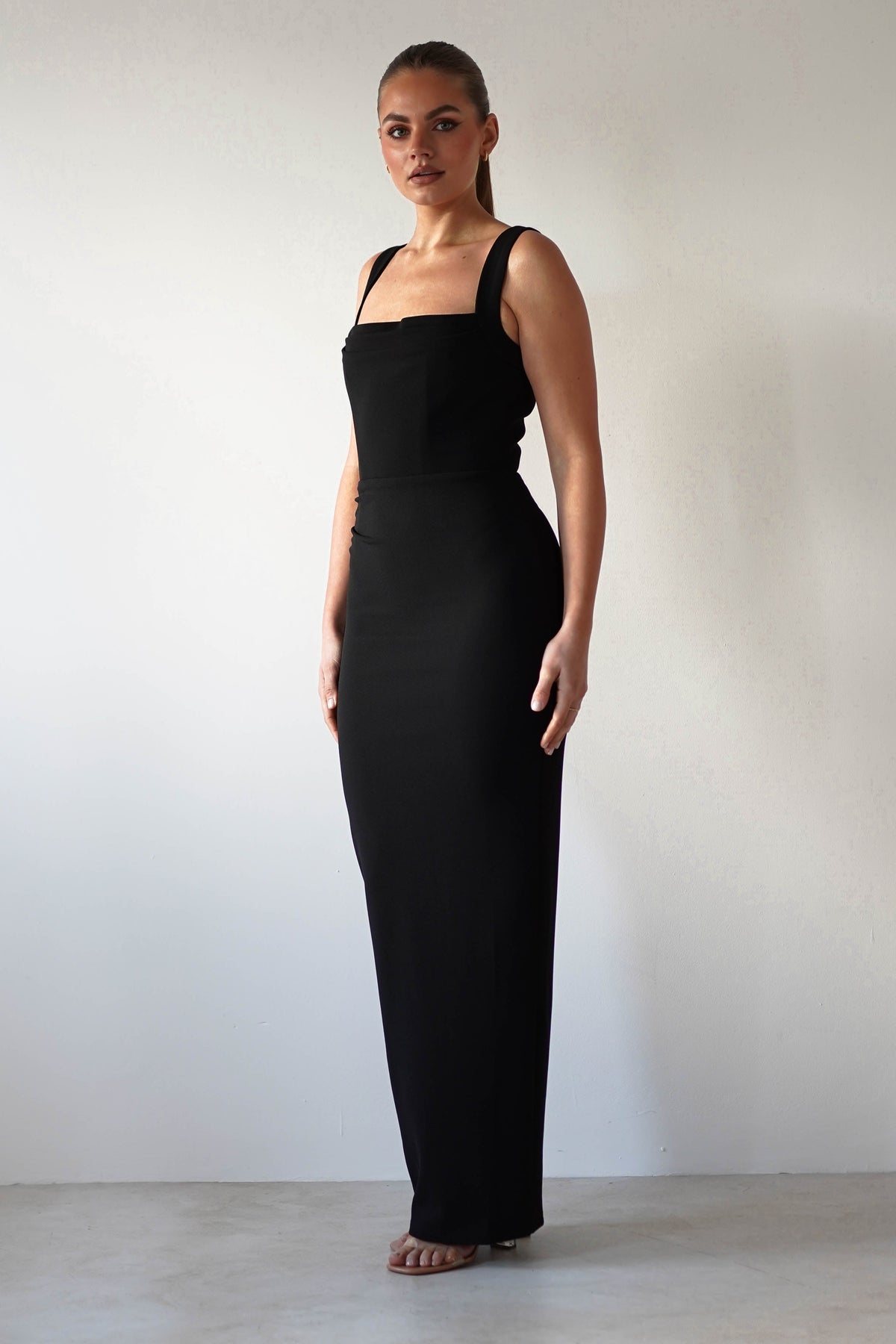 Brooke Square Neck Maxi Dress | Black-Oh Hello Clothing