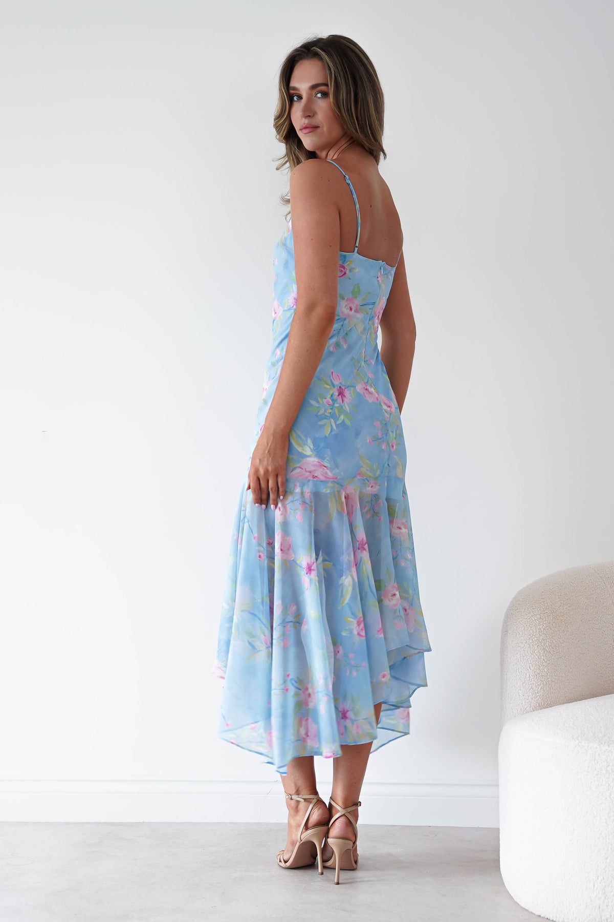 Calix Floral Asymmetric Midi Dress | Blue-Oh Hello Clothing