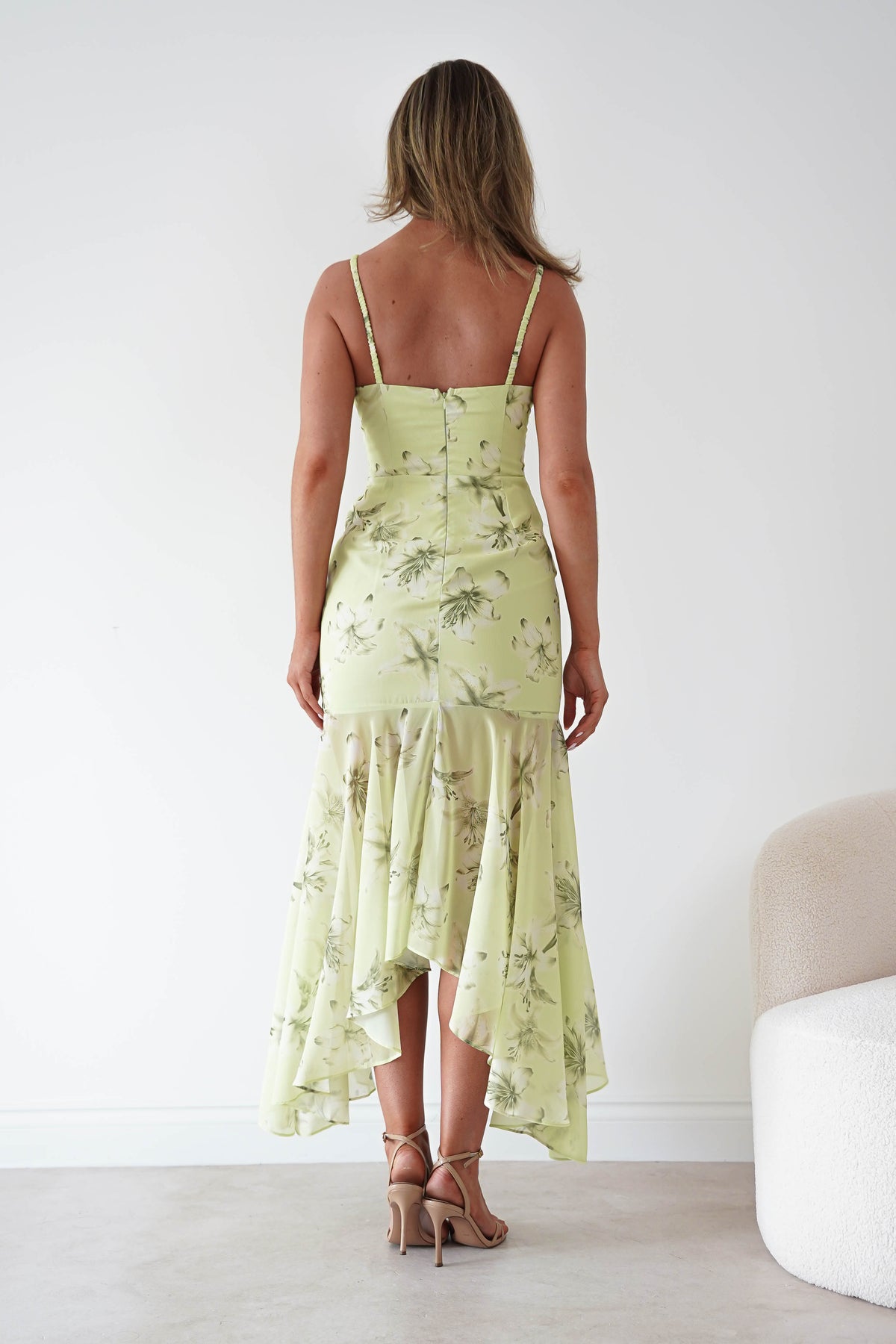 Calix Floral Asymmetric Midi Dress | Sage Green-Oh Hello Clothing
