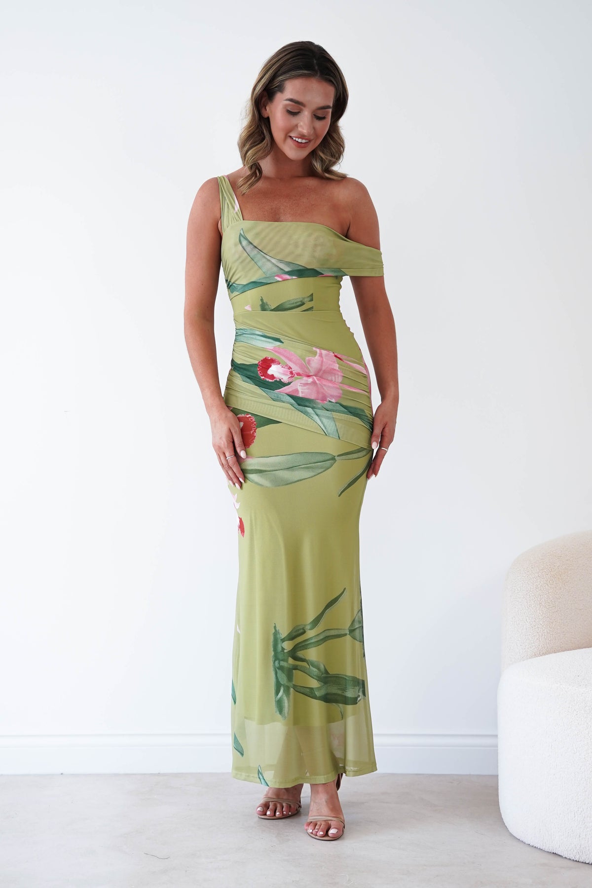 Cancun Floral Print Mesh Maxi Dress | Green-Oh Hello Clothing