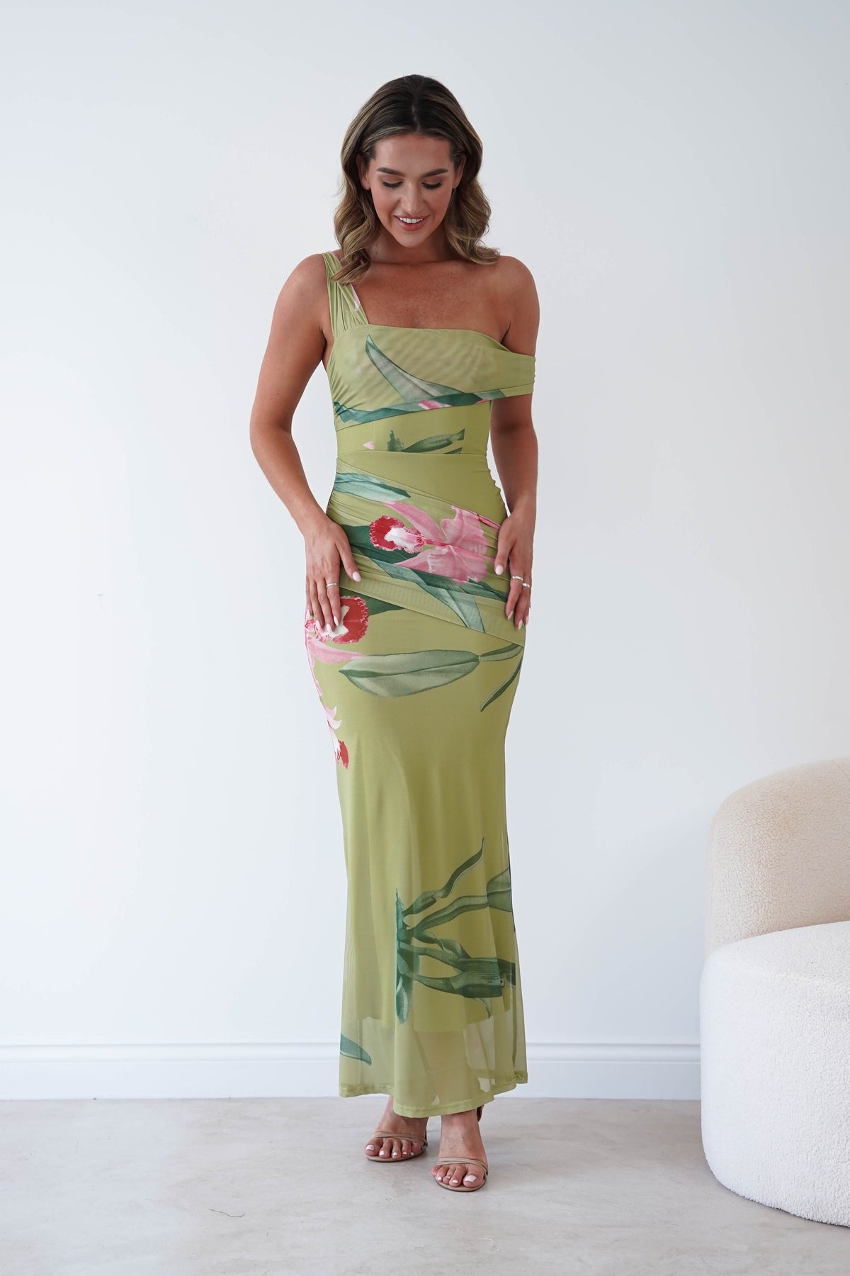 Cancun Floral Print Mesh Maxi Dress | Green-Oh Hello Clothing