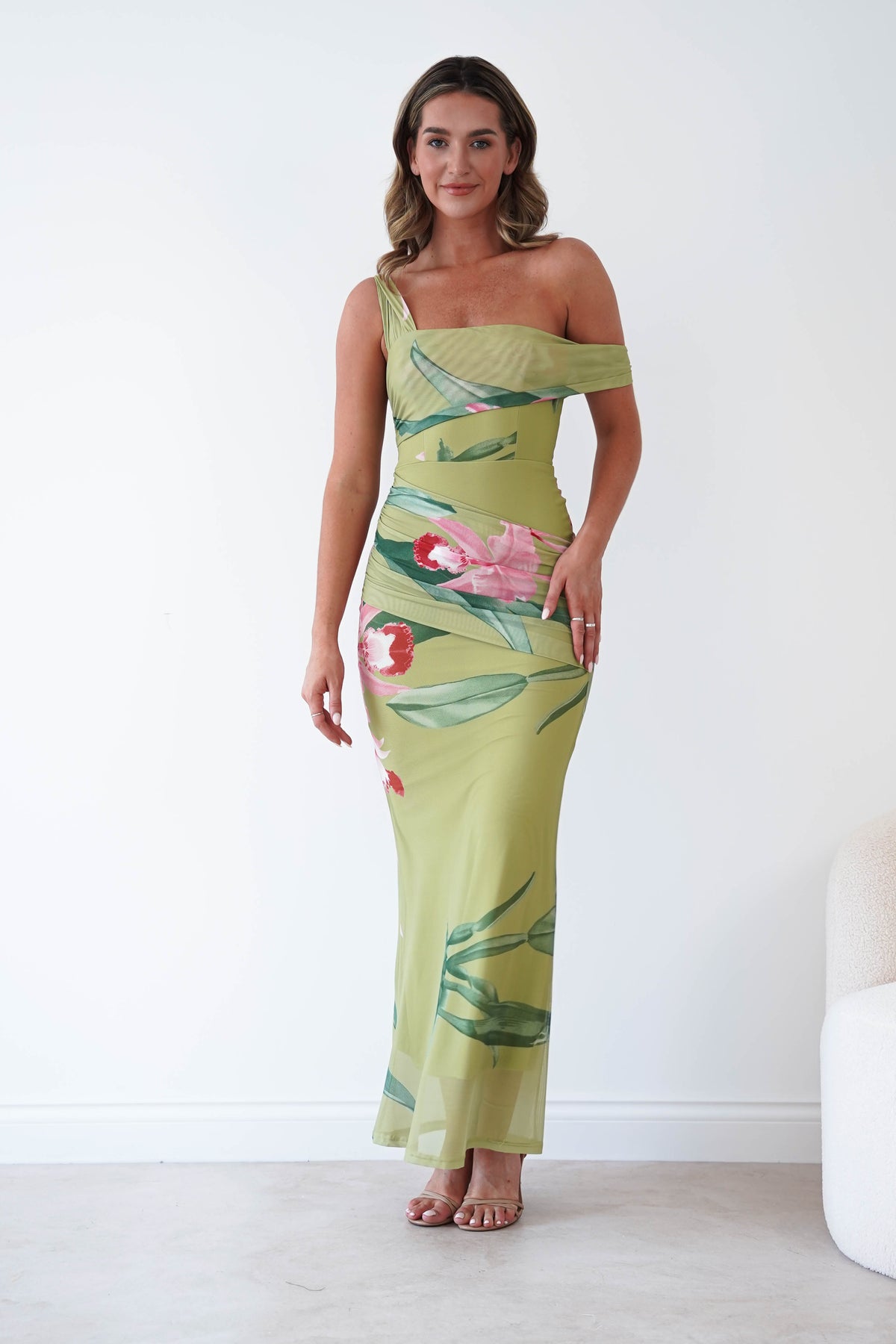 Cancun Floral Print Mesh Maxi Dress | Green-Oh Hello Clothing