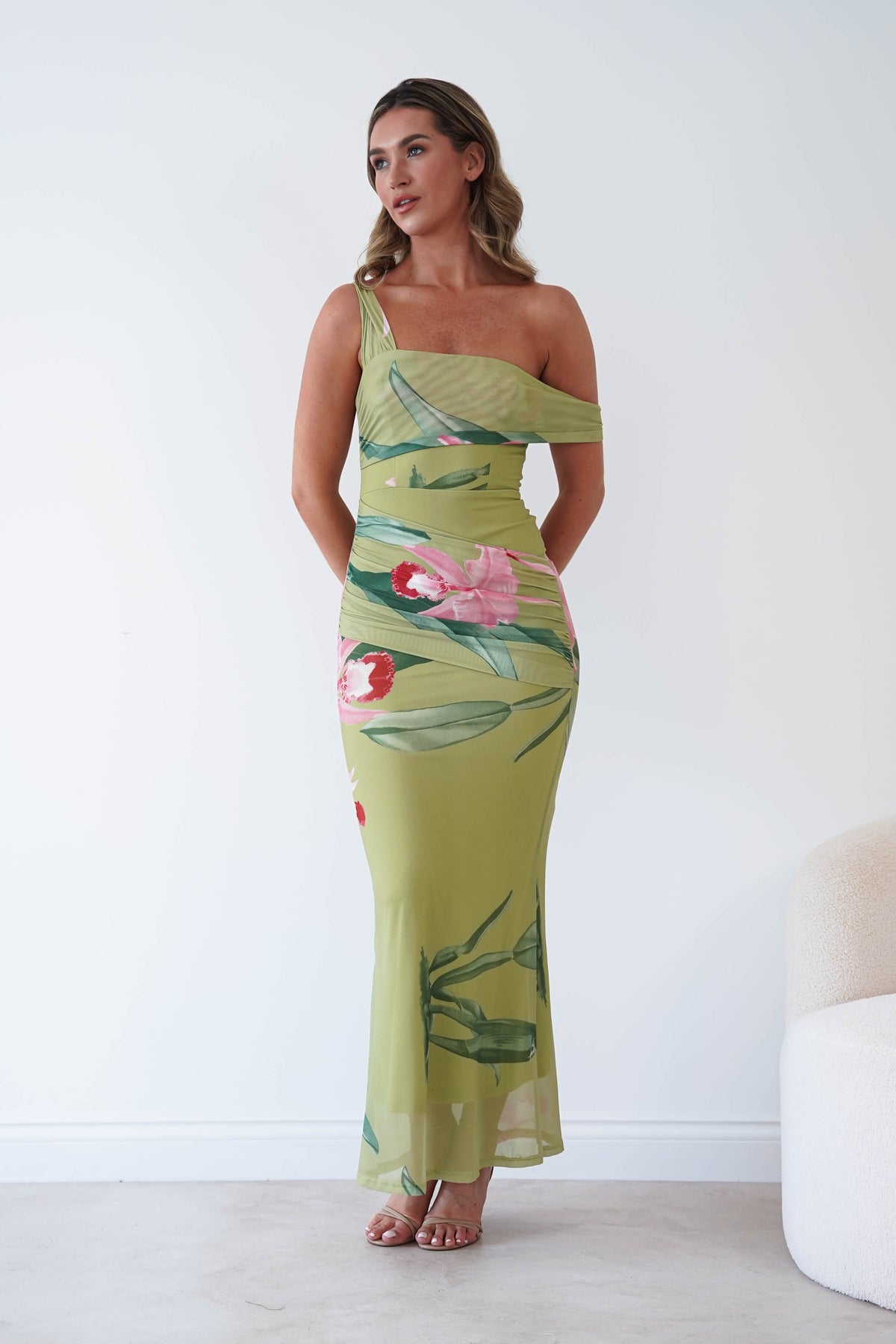 Cancun Floral Print Mesh Maxi Dress | Green-Oh Hello Clothing