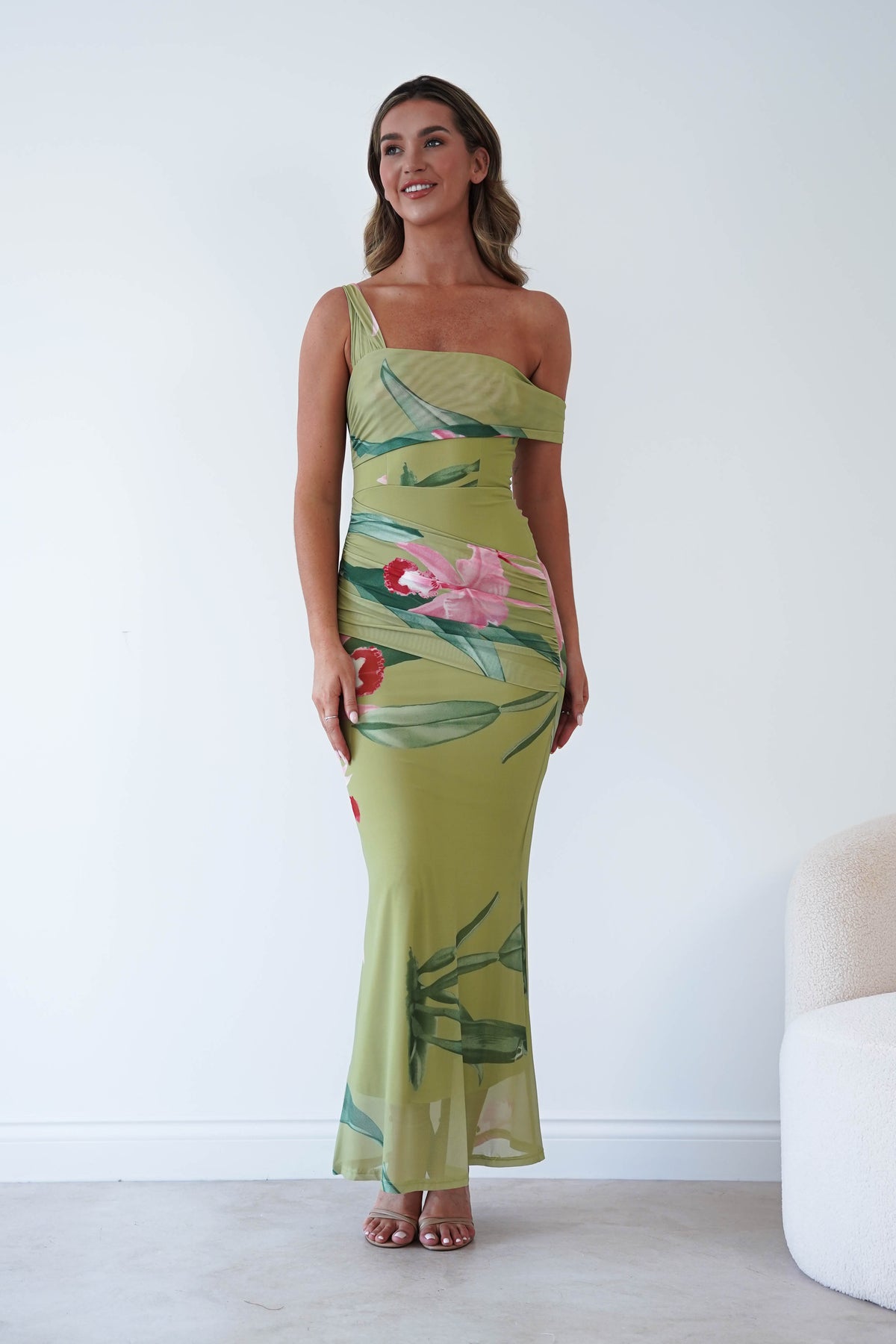 Cancun Floral Print Mesh Maxi Dress | Green-Oh Hello Clothing