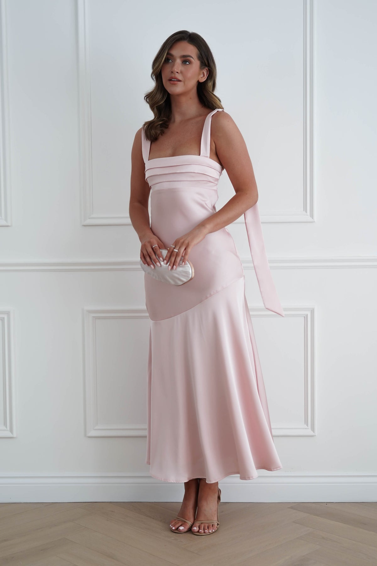 Casina Soft Satin Maxi Dress | Pink-Oh Hello Clothing
