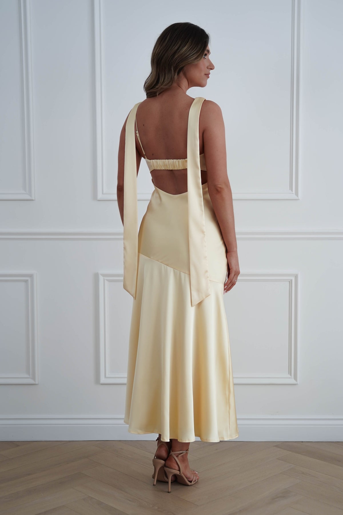 Casina Soft Satin Maxi Dress | Yellow-Oh Hello Clothing