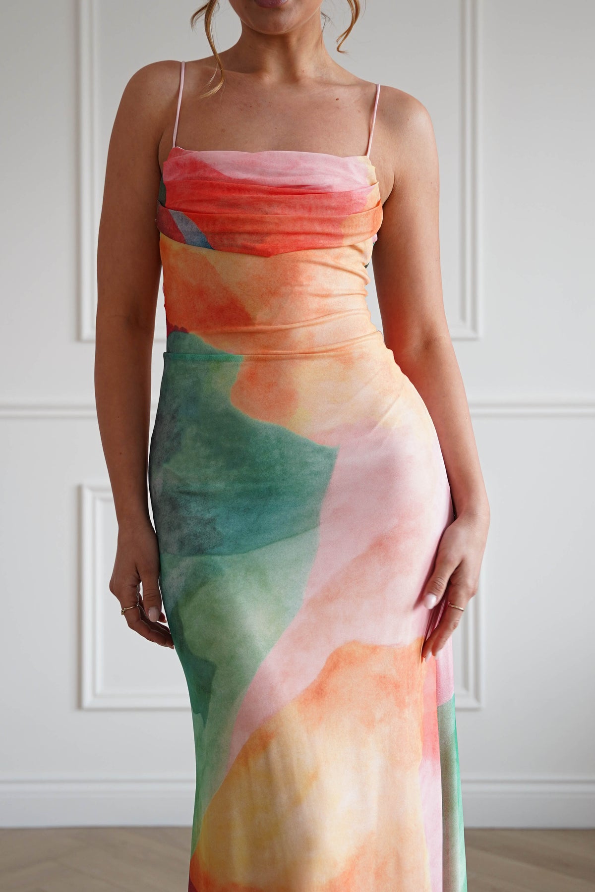 Caspera Mesh Bodycon Maxi Dress | Mixed Print-Oh Hello Clothing