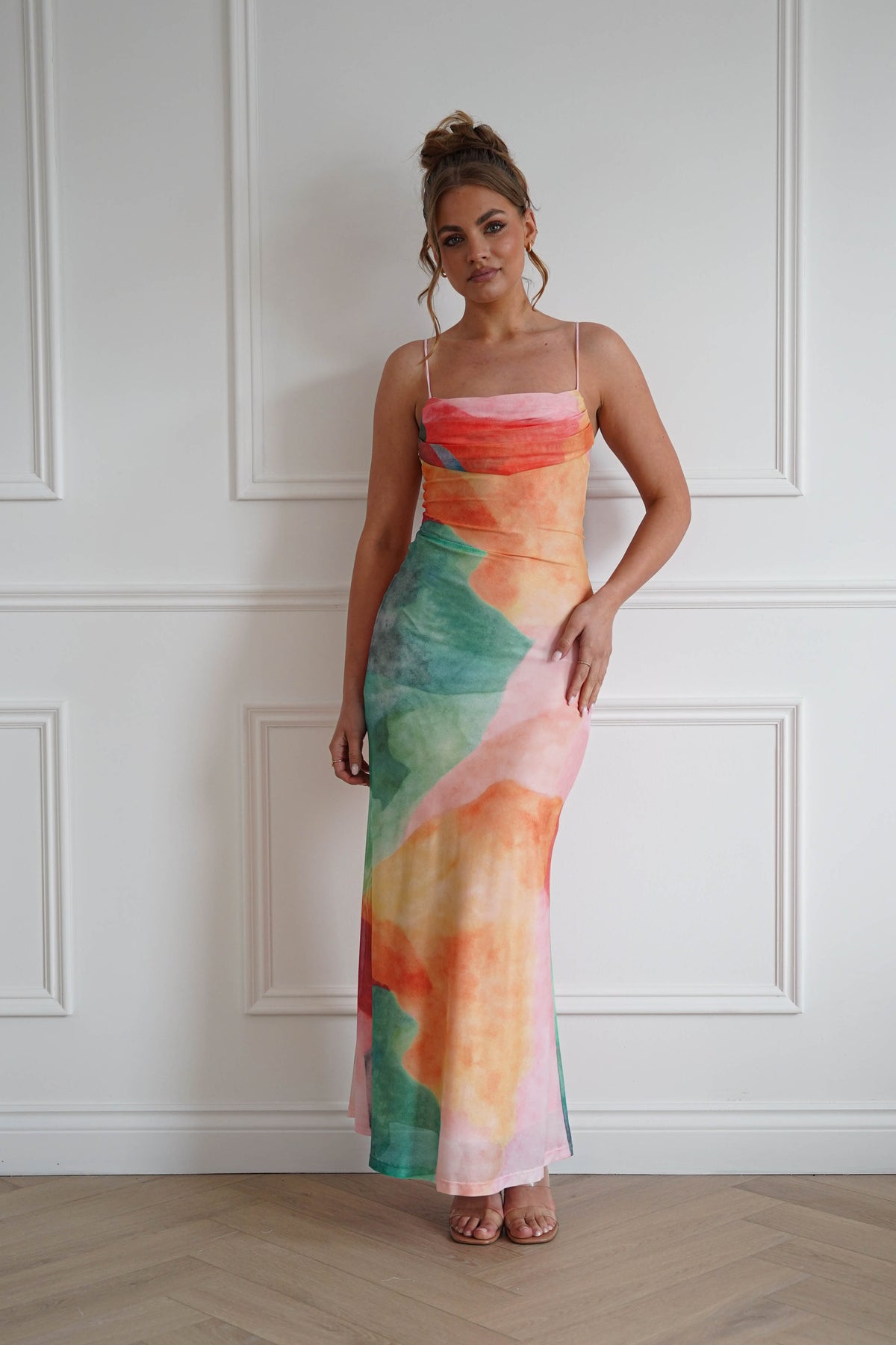 Caspera Mesh Bodycon Maxi Dress | Mixed Print-Oh Hello Clothing