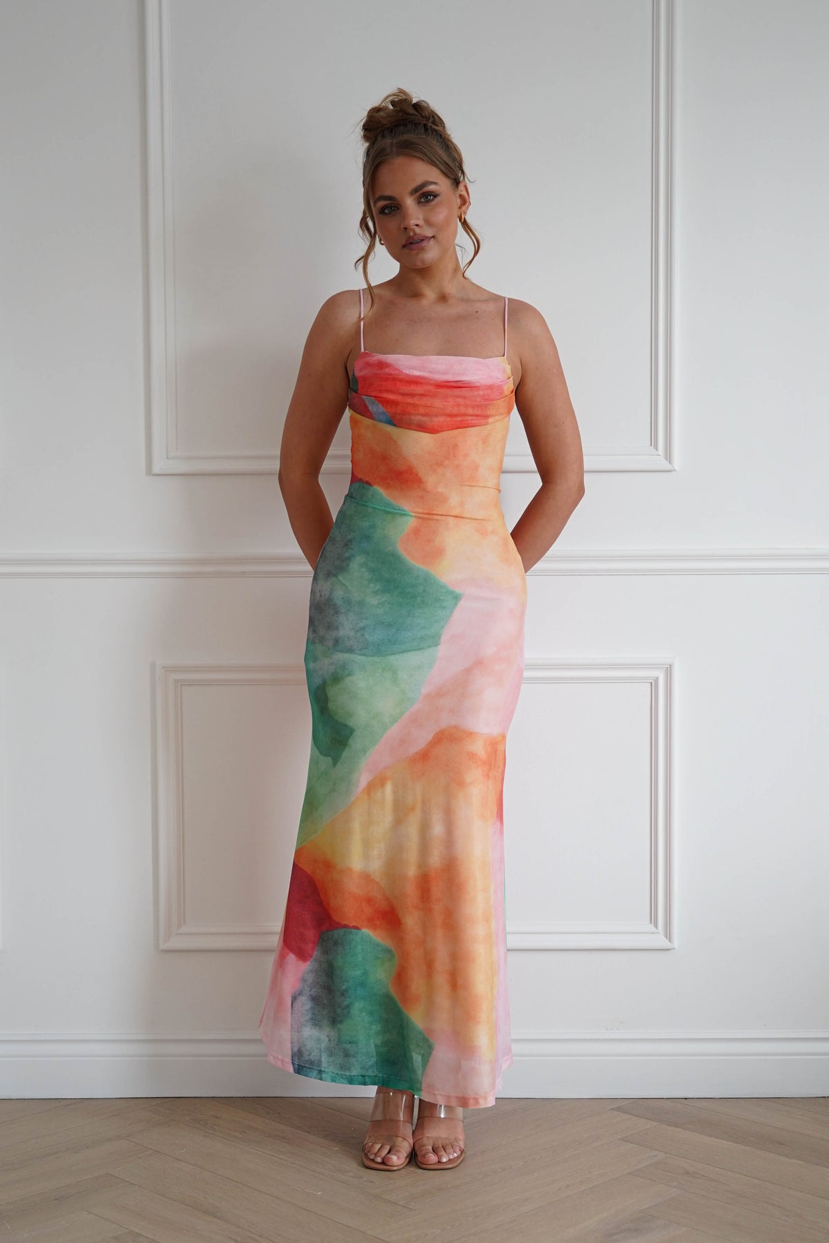 Caspera Mesh Bodycon Maxi Dress | Mixed Print-Oh Hello Clothing