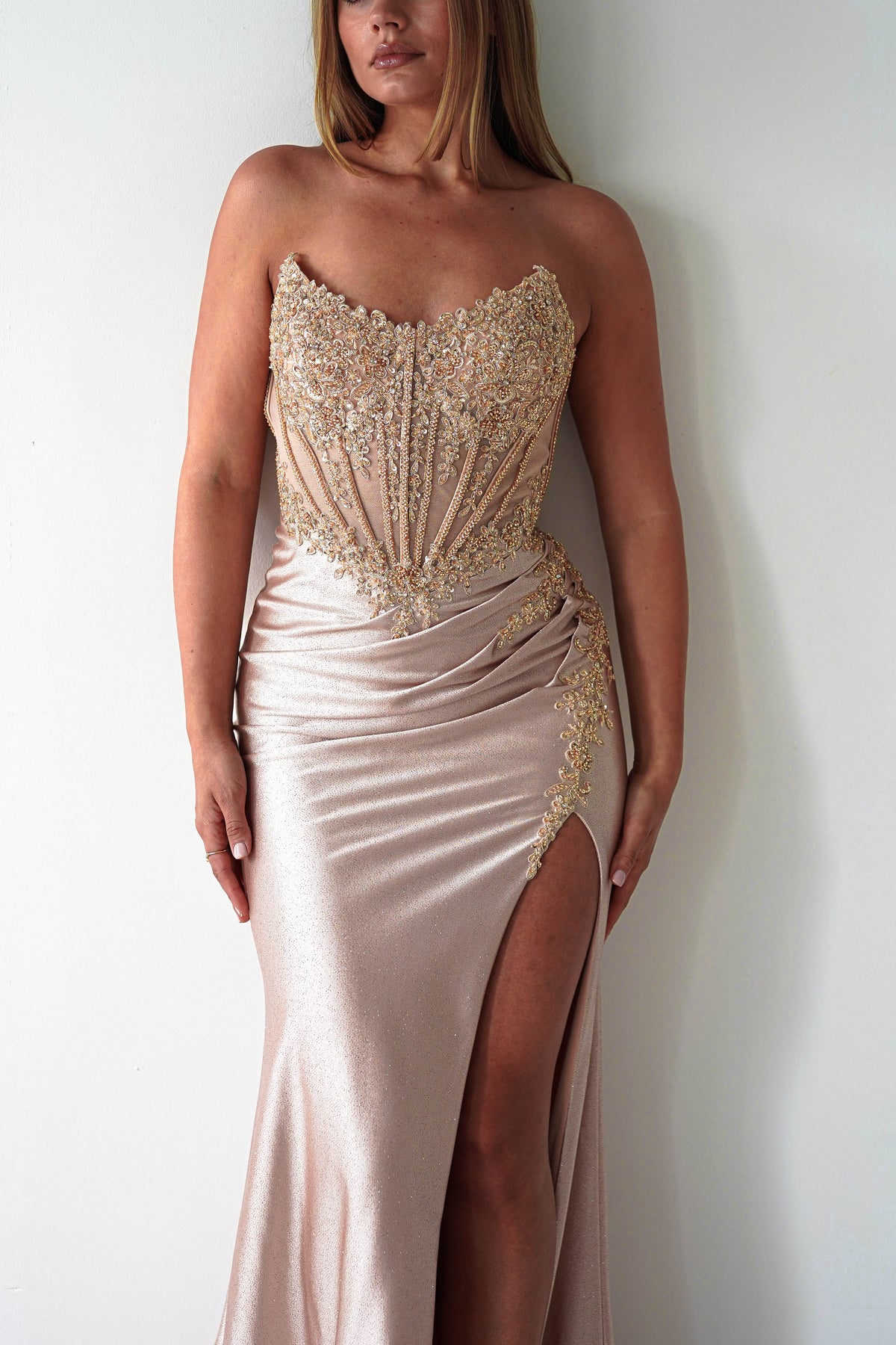 Caspian Embellished Bodycon Gown | Gold-Oh Hello Clothing