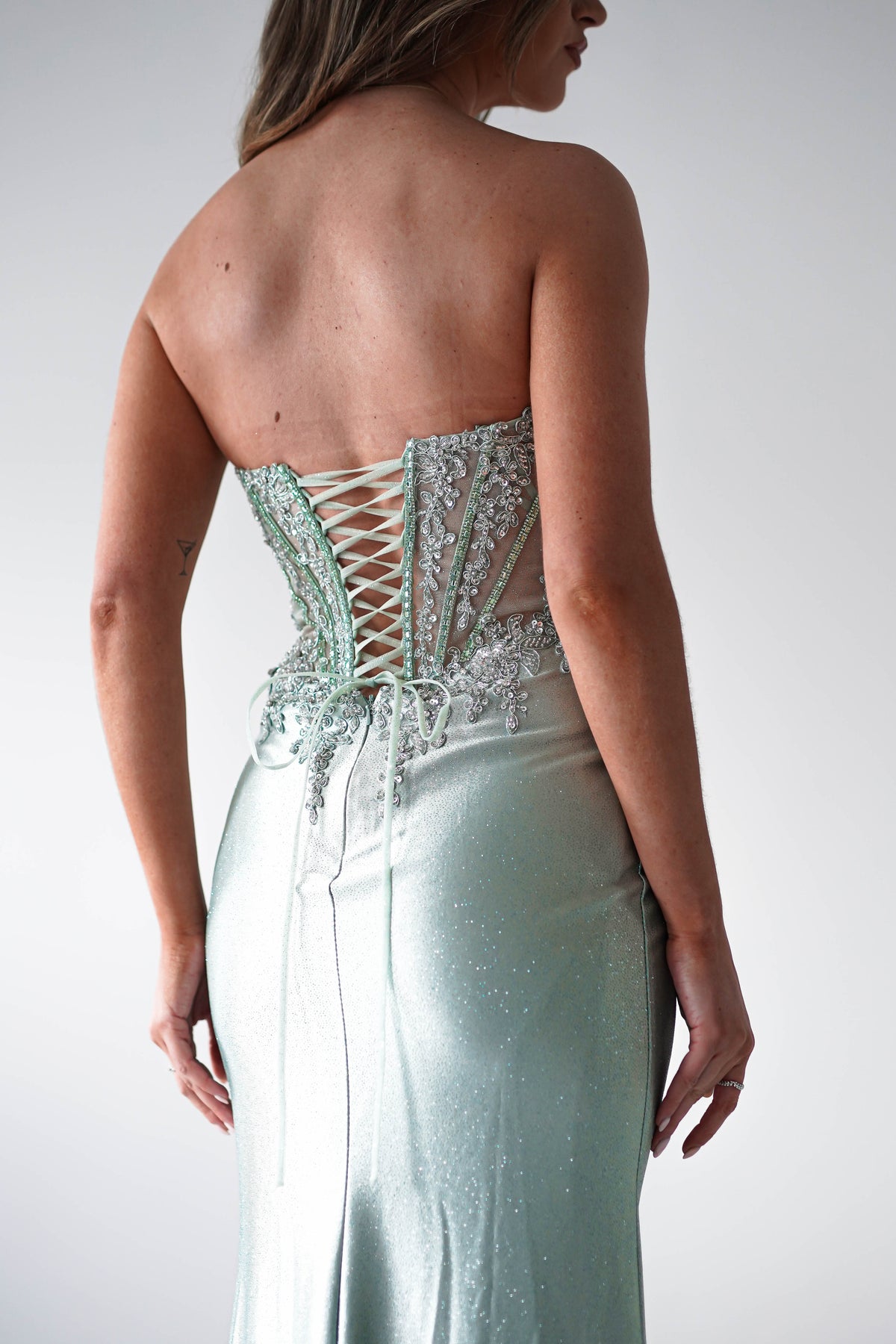 Caspian Embellished Bodycon Gown | Light Green-Oh Hello Clothing