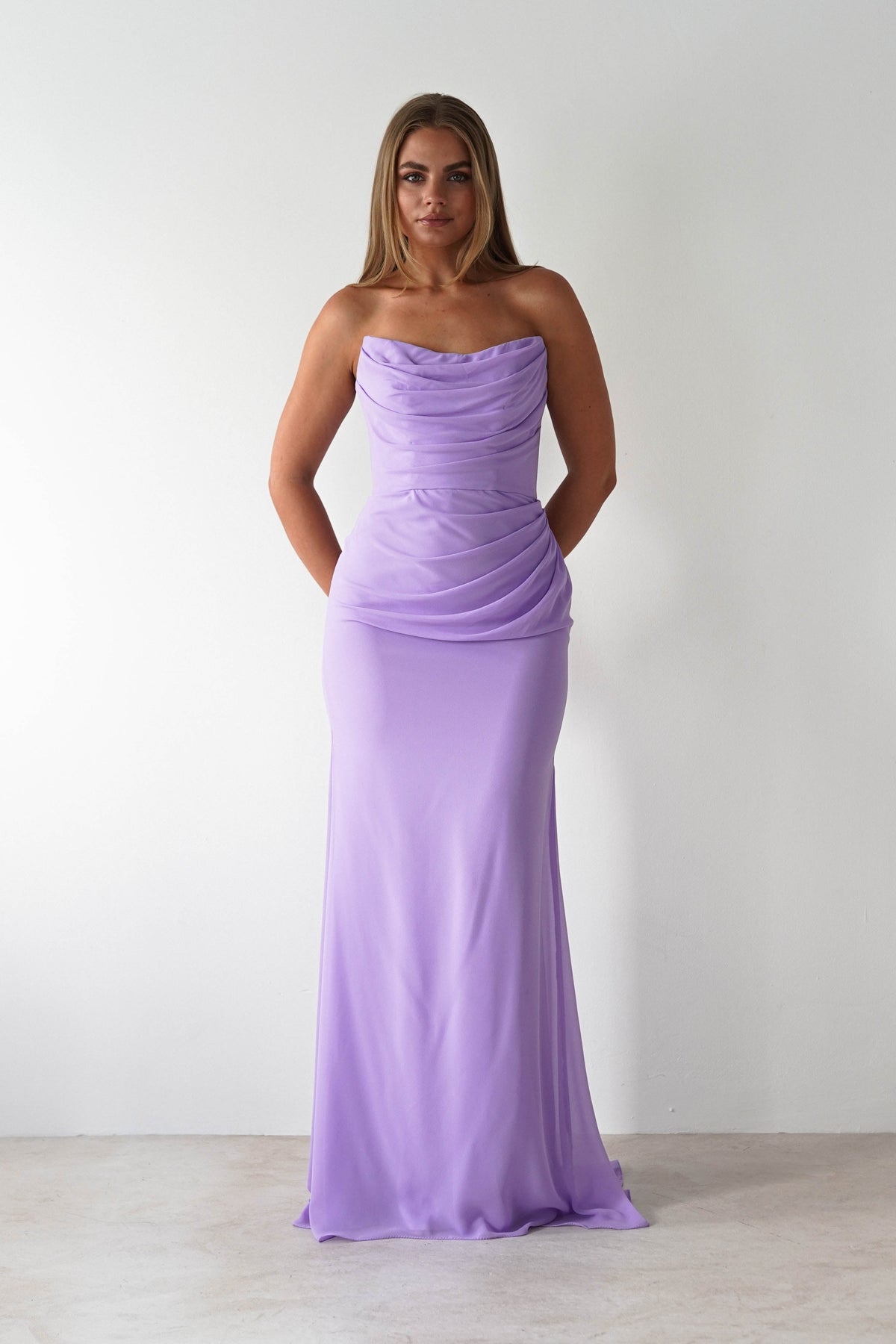 Caterina Strapless Maxi Dress | Lilac-Oh Hello Clothing
