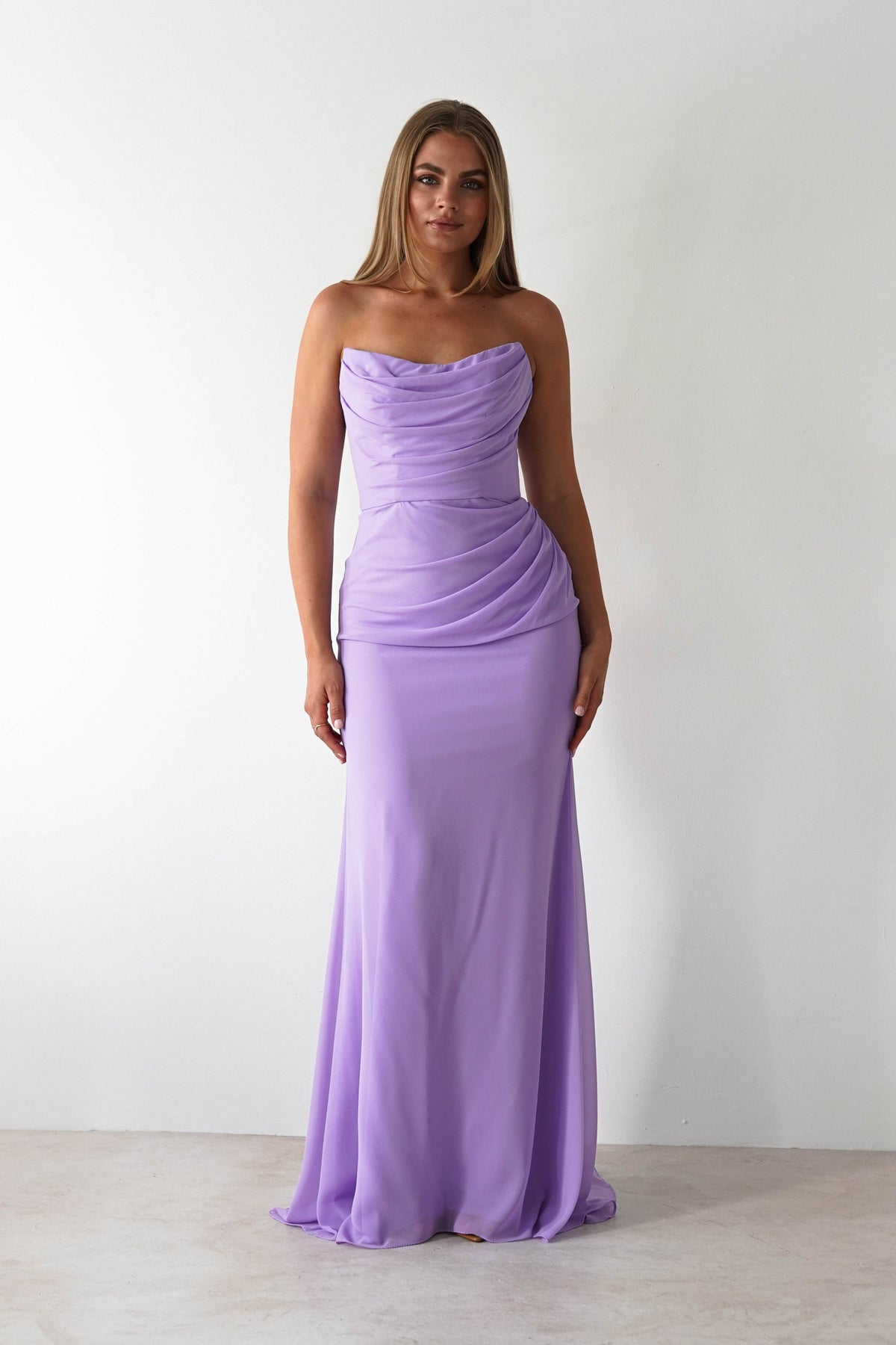Caterina Strapless Maxi Dress | Lilac-Oh Hello Clothing