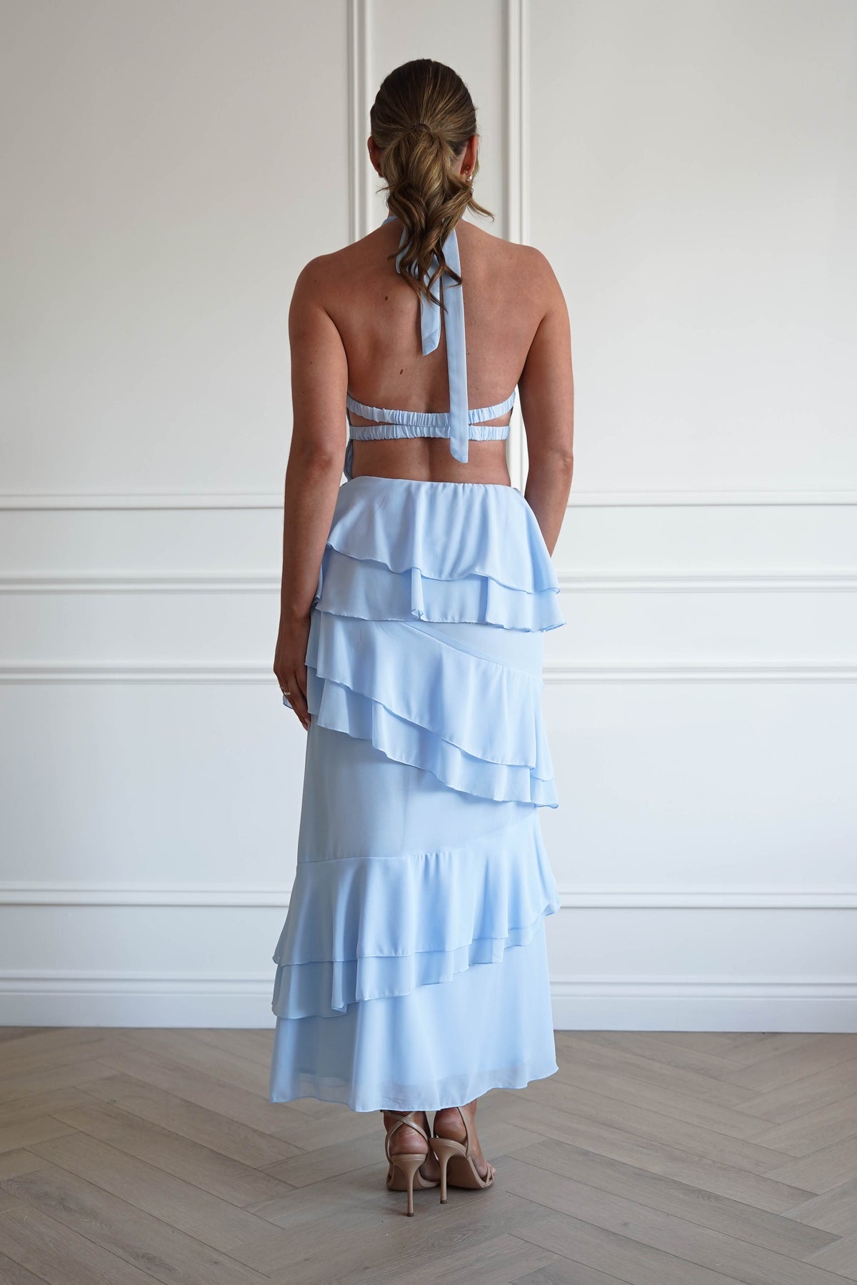 Caterina Tiered Halter Maxi Dress | Blue-Oh Hello Clothing