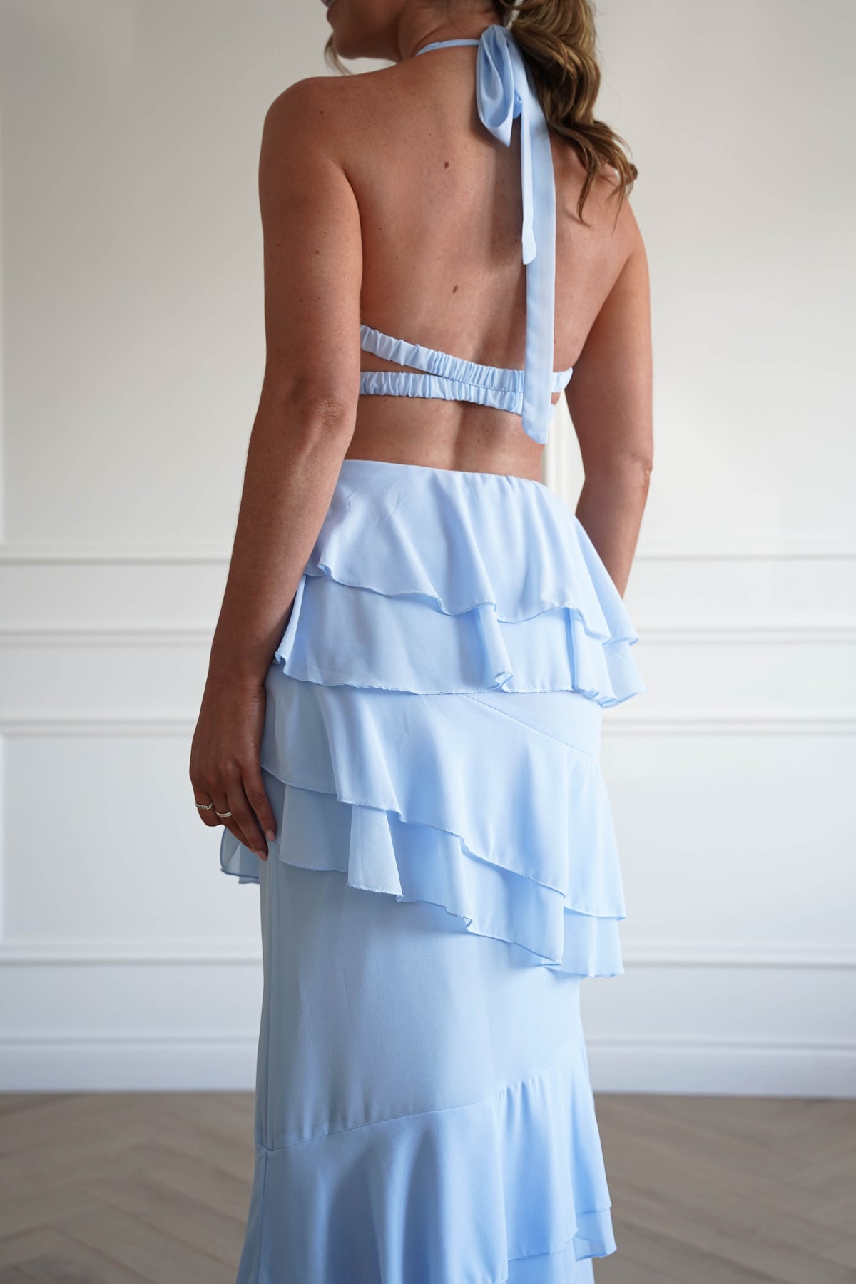 Caterina Tiered Halter Maxi Dress | Blue-Oh Hello Clothing