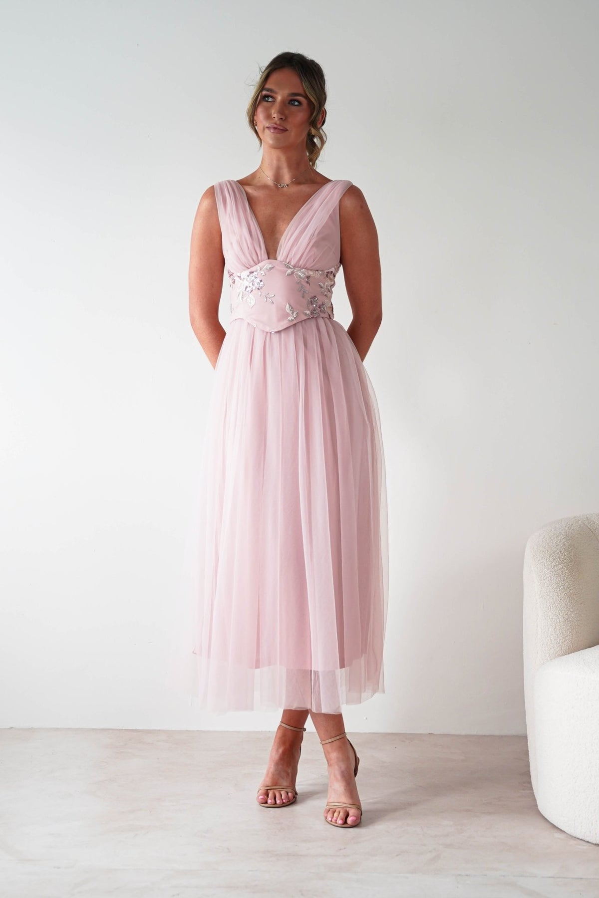 Cecilia Tulle Maxi Dress | Blush Pink-Oh Hello Clothing
