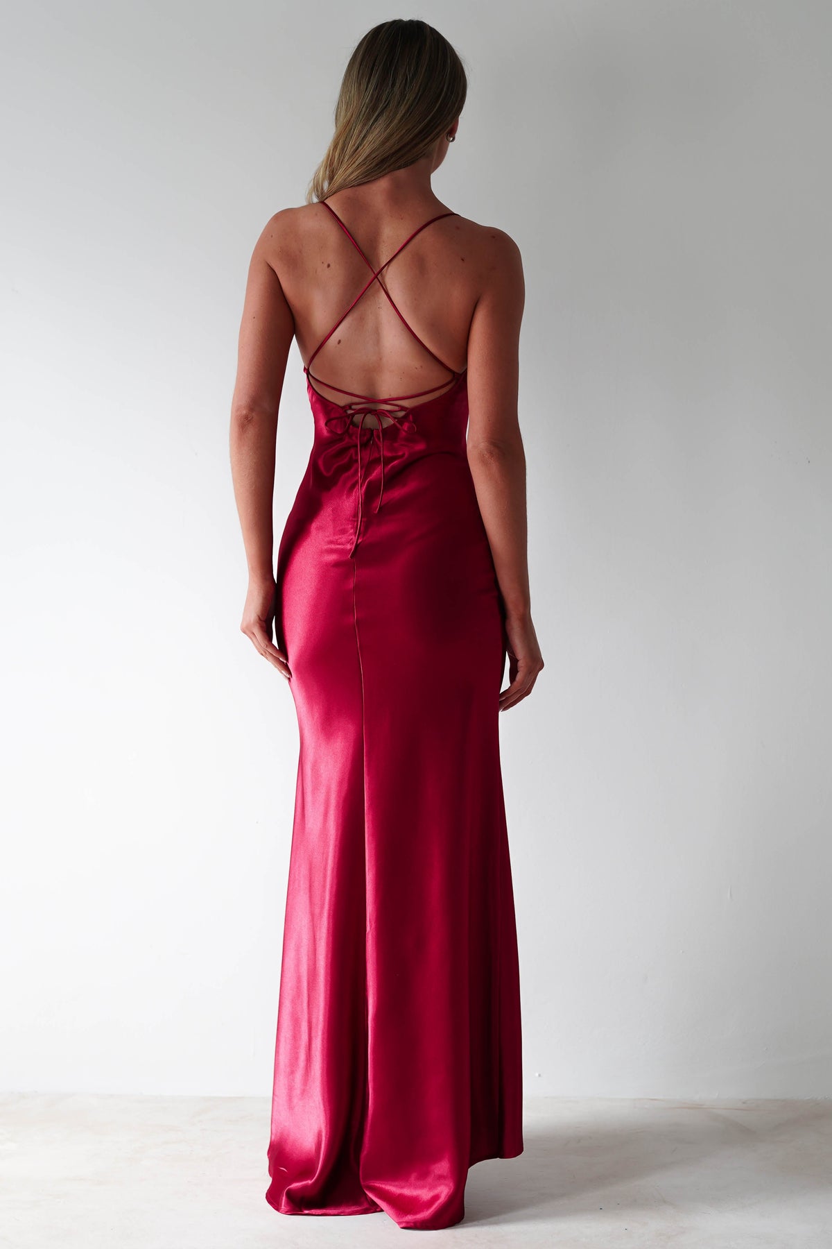 Celinee Satin Maxi Gown | Red-Oh Hello Clothing