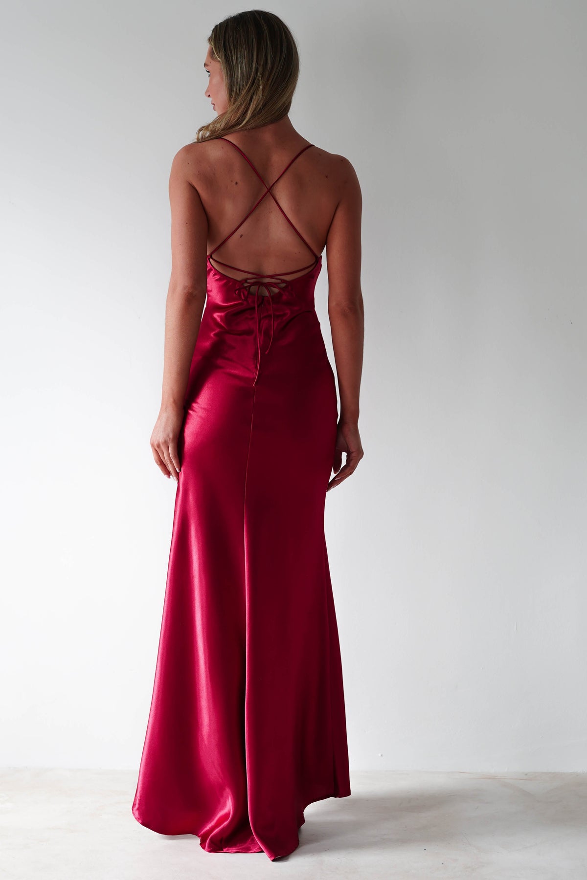 Celinee Satin Maxi Gown | Red-Oh Hello Clothing