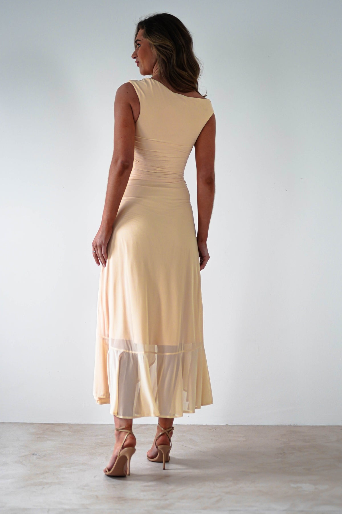 Cellinna Mesh Maxi Dress | Butter Cream-Oh Hello Clothing