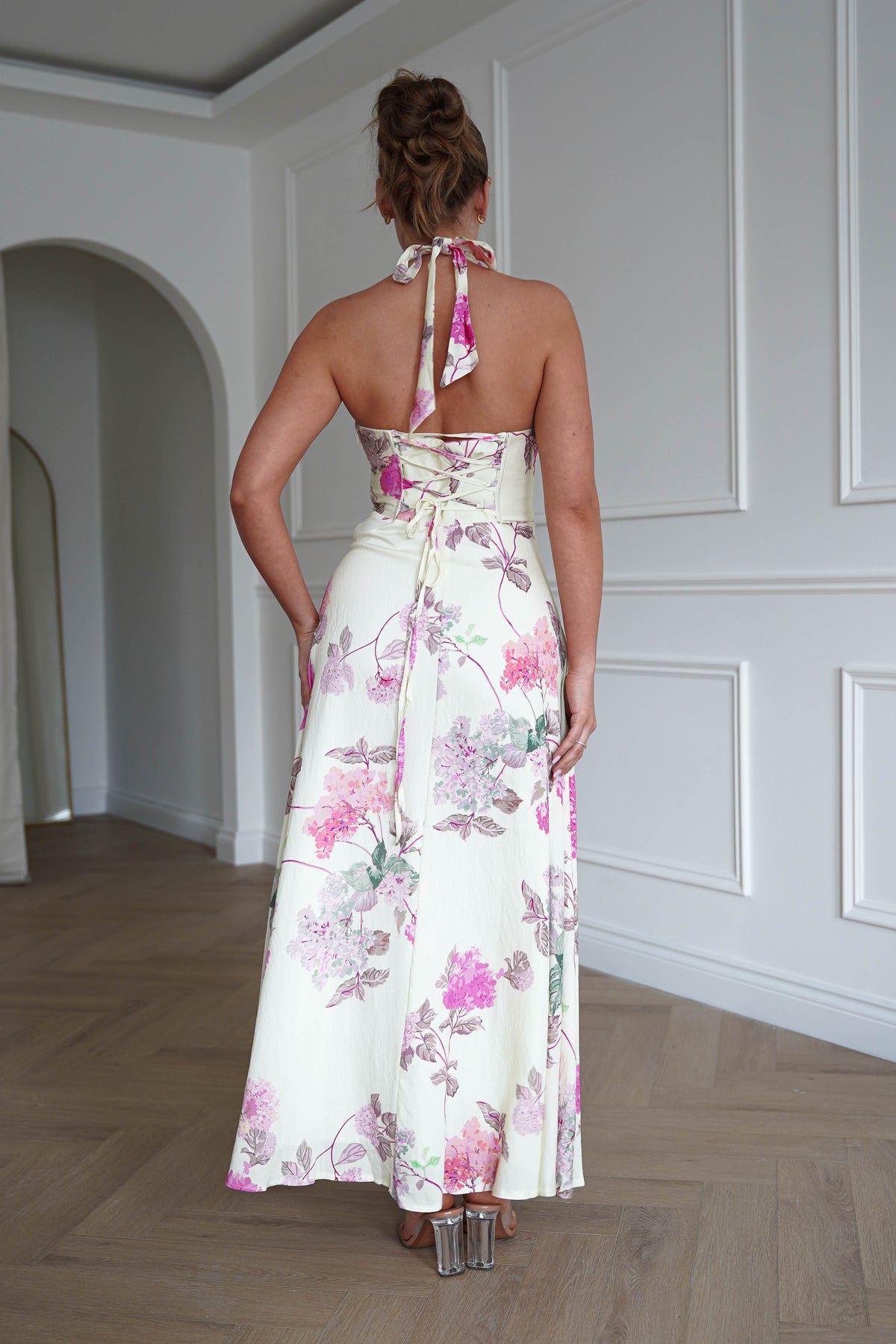 Charlotte Floral Pink Maxi Dress | Lime/Pink-Oh Hello Clothing