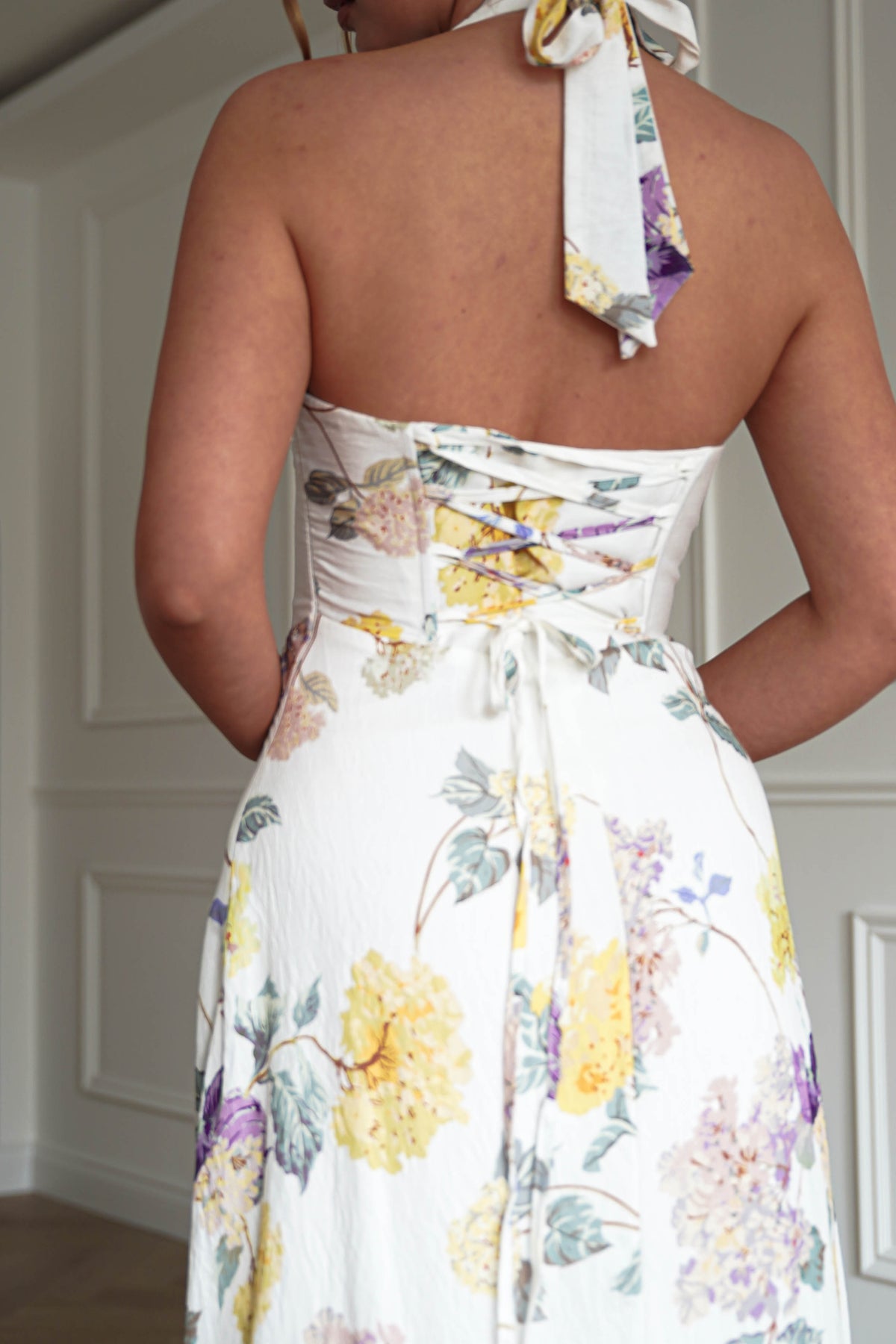 Charlotte Floral Pink Maxi Dress | White/Yellow-Oh Hello Clothing