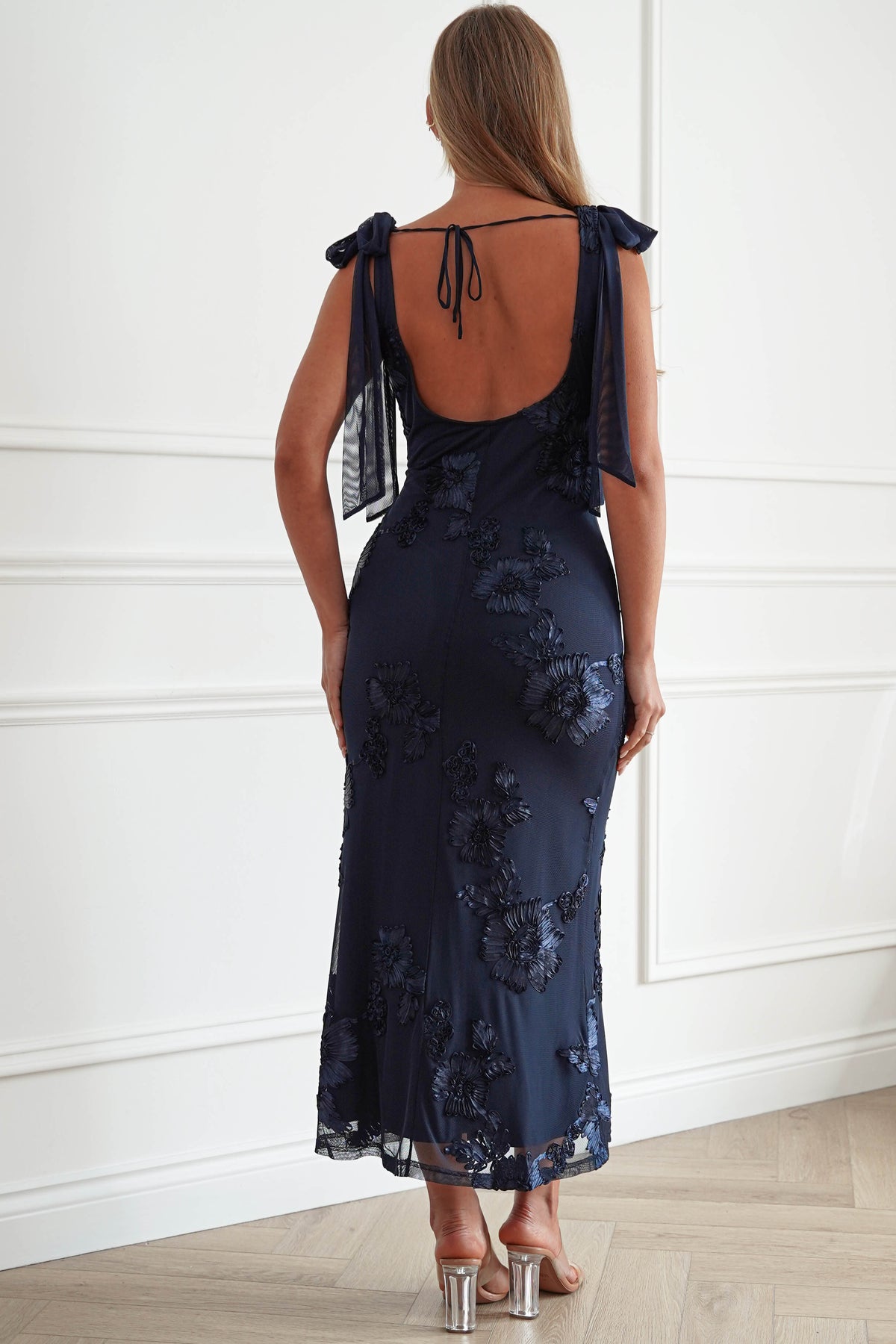 Cyra Floral Appliqué Maxi Dress | Navy-Oh Hello Clothing
