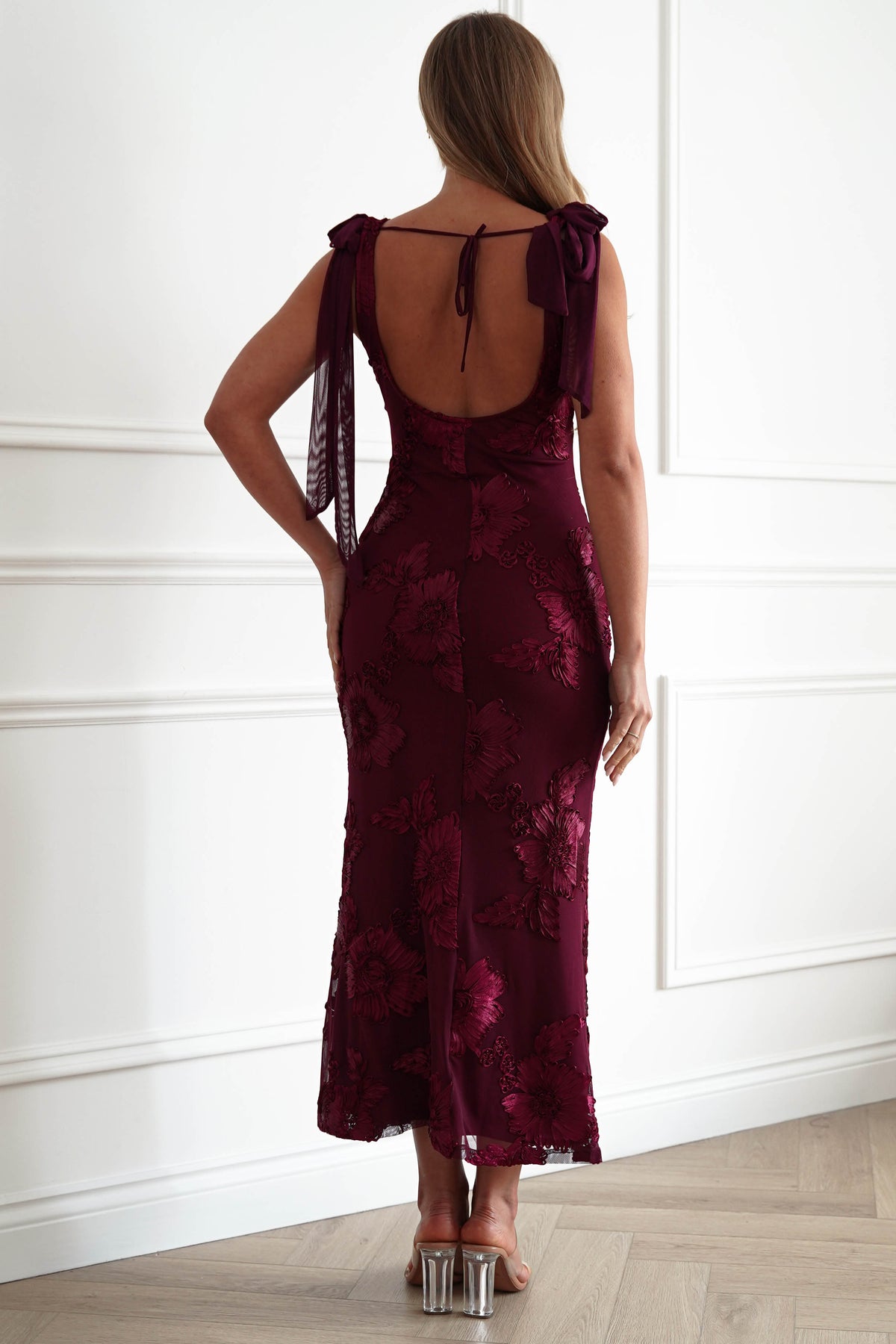 Cyra Floral Appliqué Maxi Dress | Wine-Oh Hello Clothing