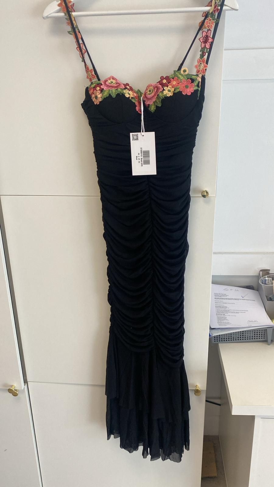 * DONE - BLACK RUFFLE BODYCON WITH ROWAN/KLABELLE NECKLINE | Black ***SASHA-Oh Hello Clothing