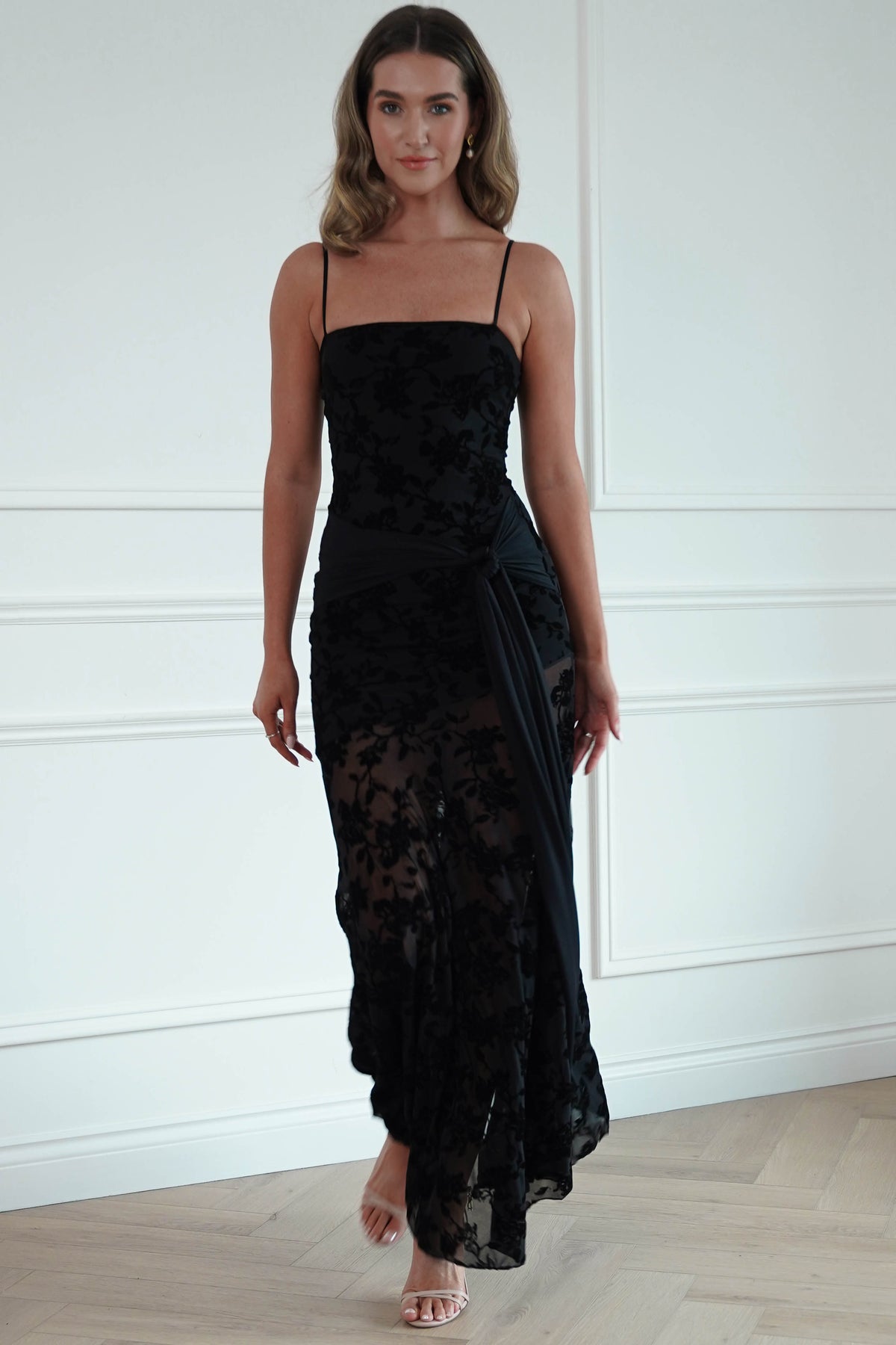 Florence Floral Lace Maxi Dress | Black