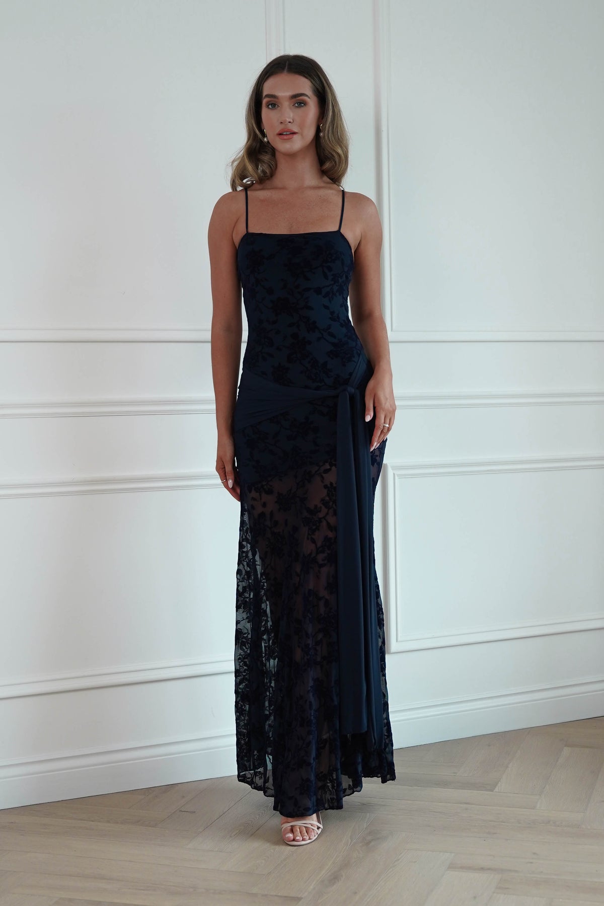 Florence Floral Lace Maxi Dress | Navy