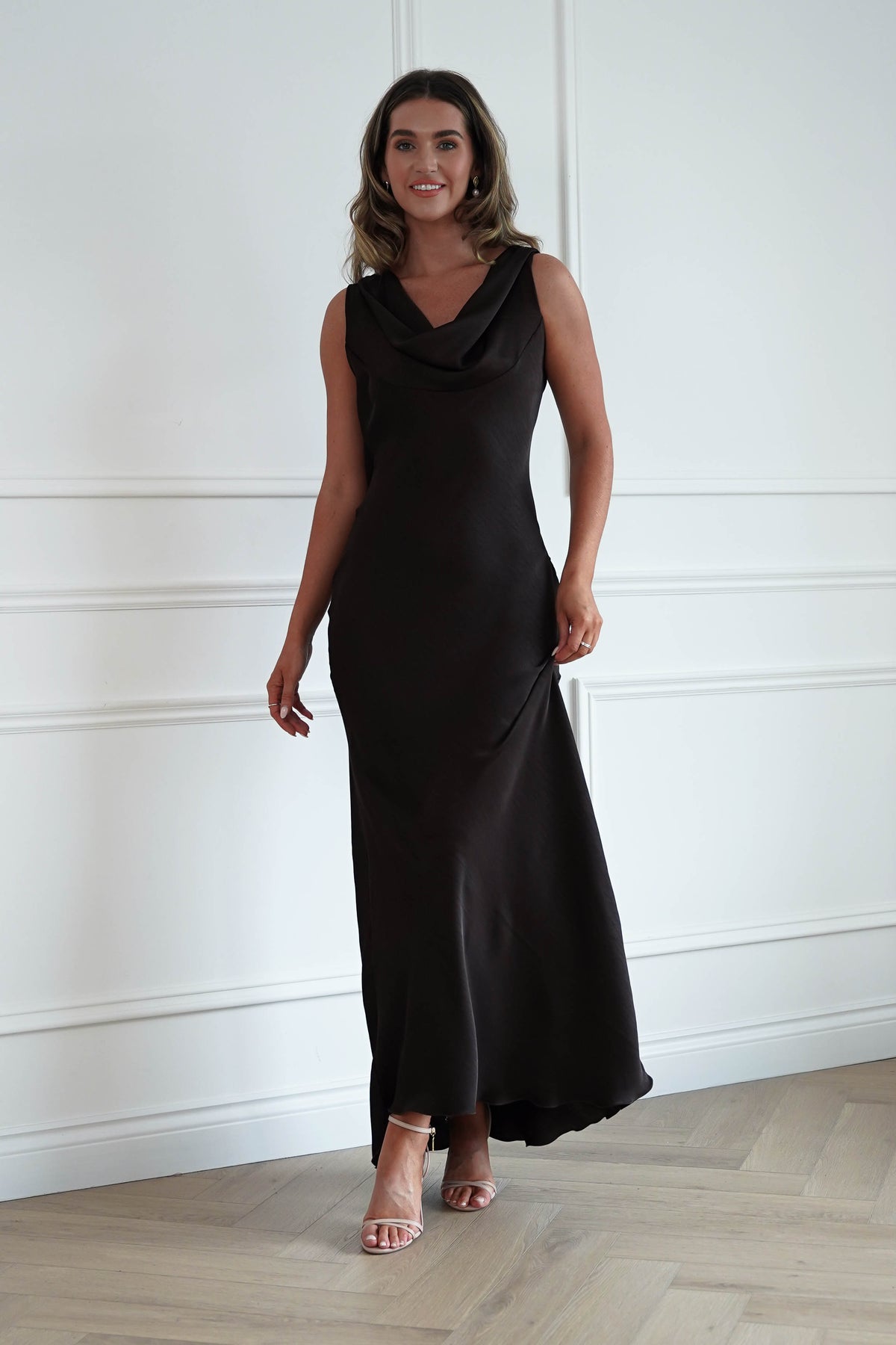 Sofia Cowl Back Maxi Dress | Chocolate Brown