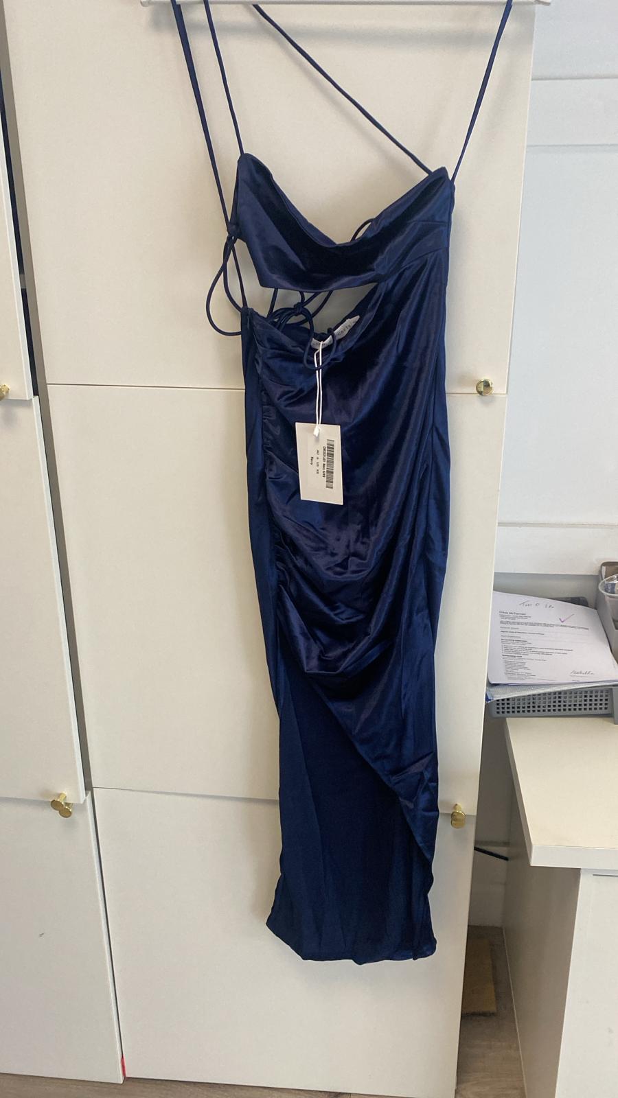 * DONE - CM2031J01 NAVY SATIN MIDI WITH LACE UP BACK | Navy ***SASHA-Oh Hello Clothing