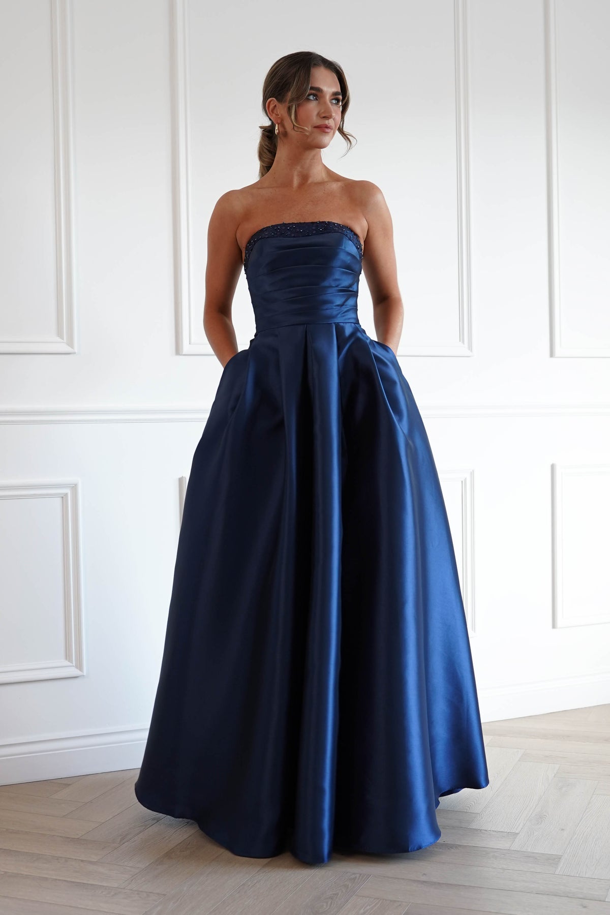 Oh Hello Clothing Women > Clothing > Dresses *DONE-F&P| 835190| NAVY GOWN WITH SEQUIN DETAIL(Copy)