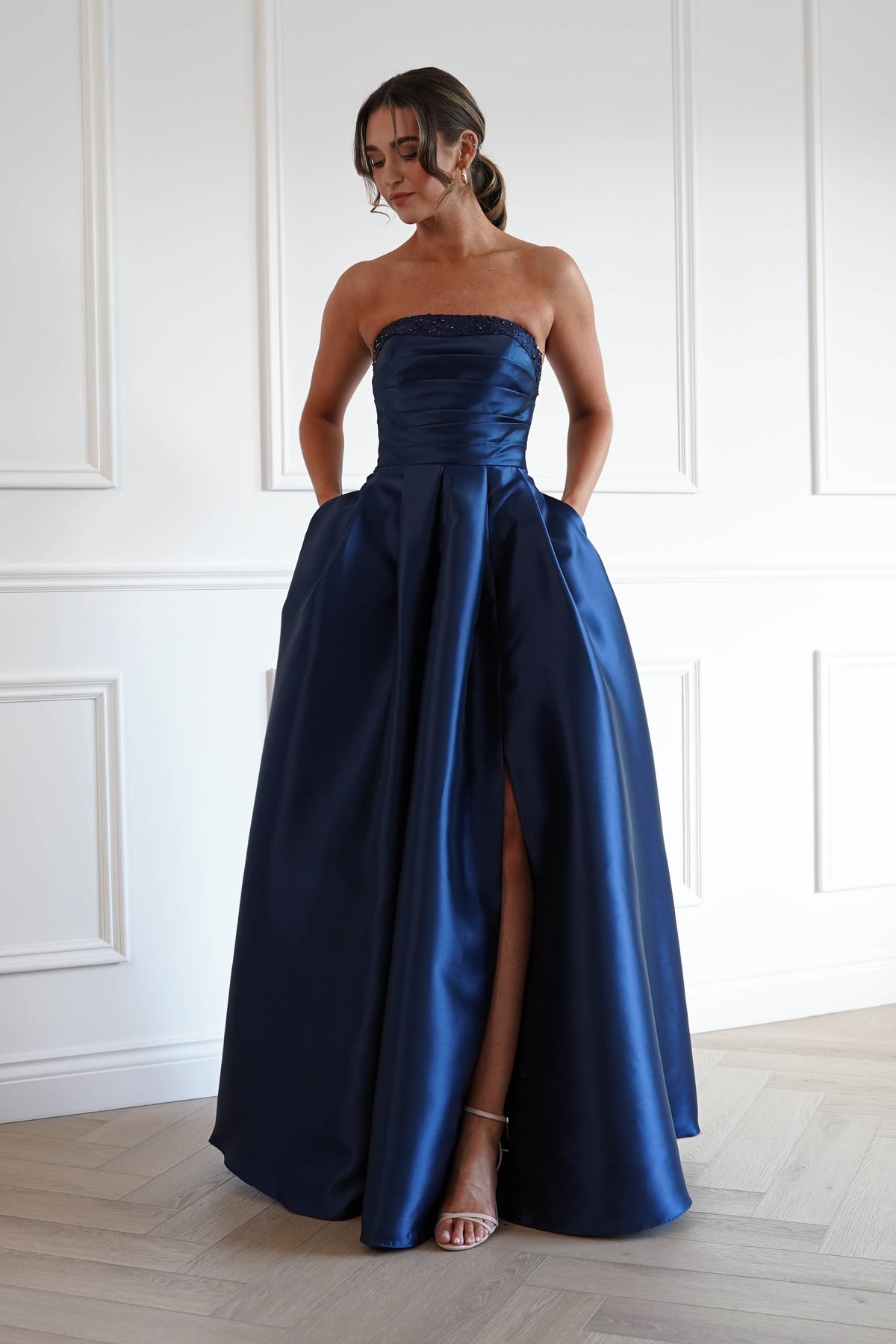 Oh Hello Clothing Women > Clothing > Dresses *DONE-F&P| 835190| NAVY GOWN WITH SEQUIN DETAIL(Copy)