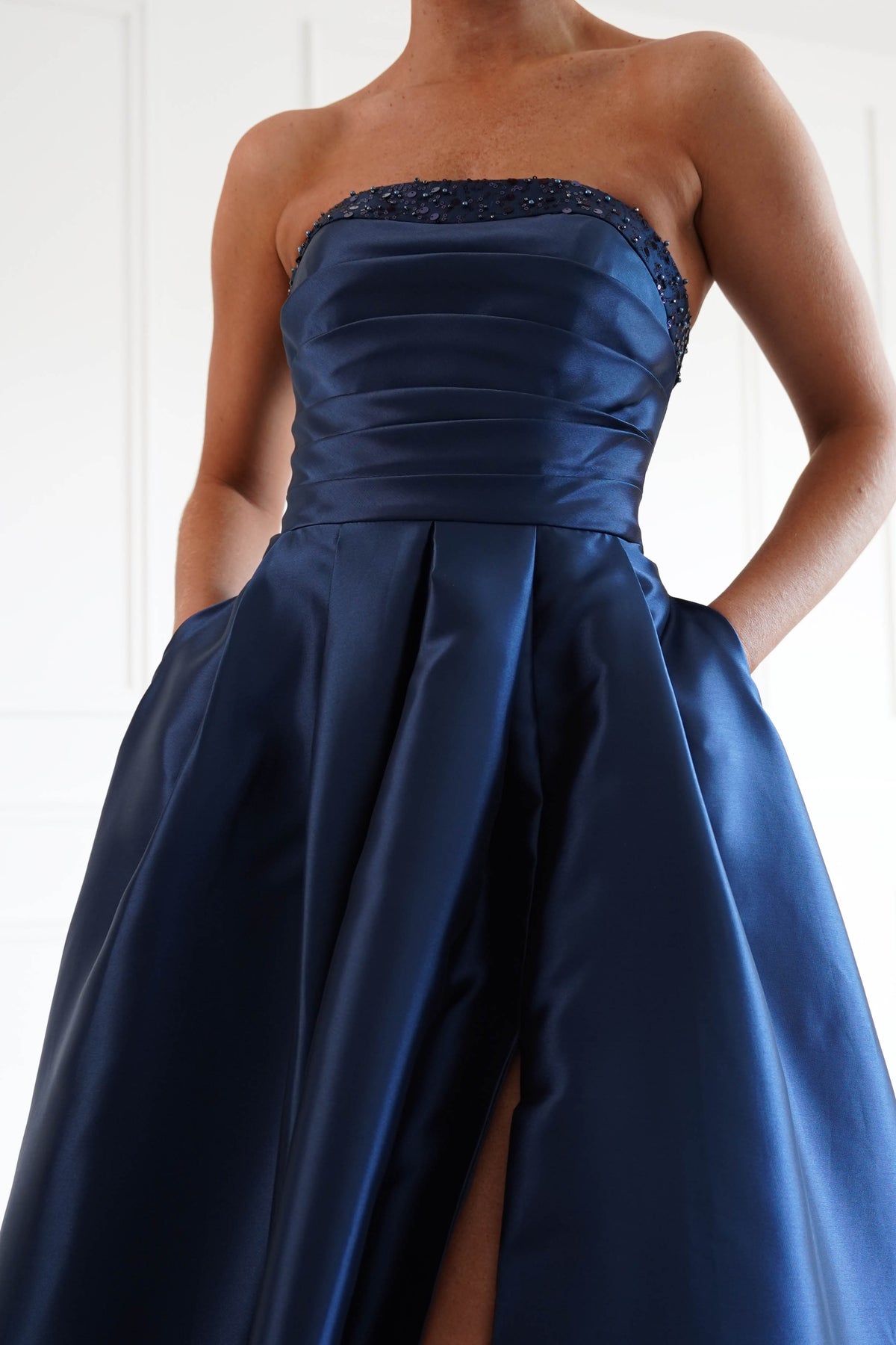 Oh Hello Clothing Women > Clothing > Dresses *DONE-F&P| 835190| NAVY GOWN WITH SEQUIN DETAIL(Copy)