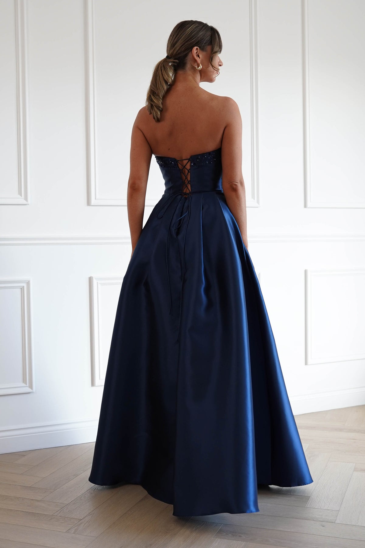 Oh Hello Clothing Women > Clothing > Dresses *DONE-F&P| 835190| NAVY GOWN WITH SEQUIN DETAIL(Copy)