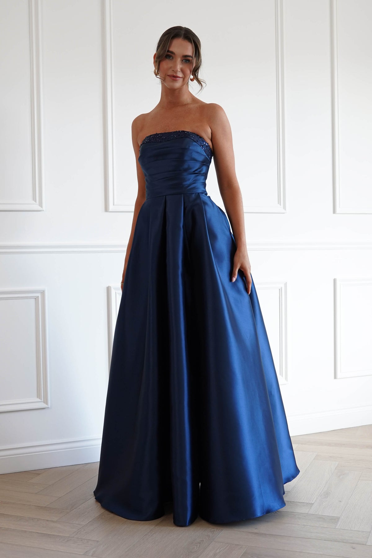 Oh Hello Clothing Women > Clothing > Dresses *DONE-F&P| 835190| NAVY GOWN WITH SEQUIN DETAIL(Copy)
