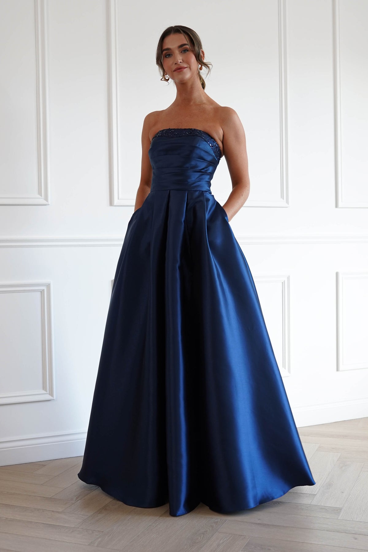 Oh Hello Clothing Women > Clothing > Dresses *DONE-F&P| 835190| NAVY GOWN WITH SEQUIN DETAIL(Copy)