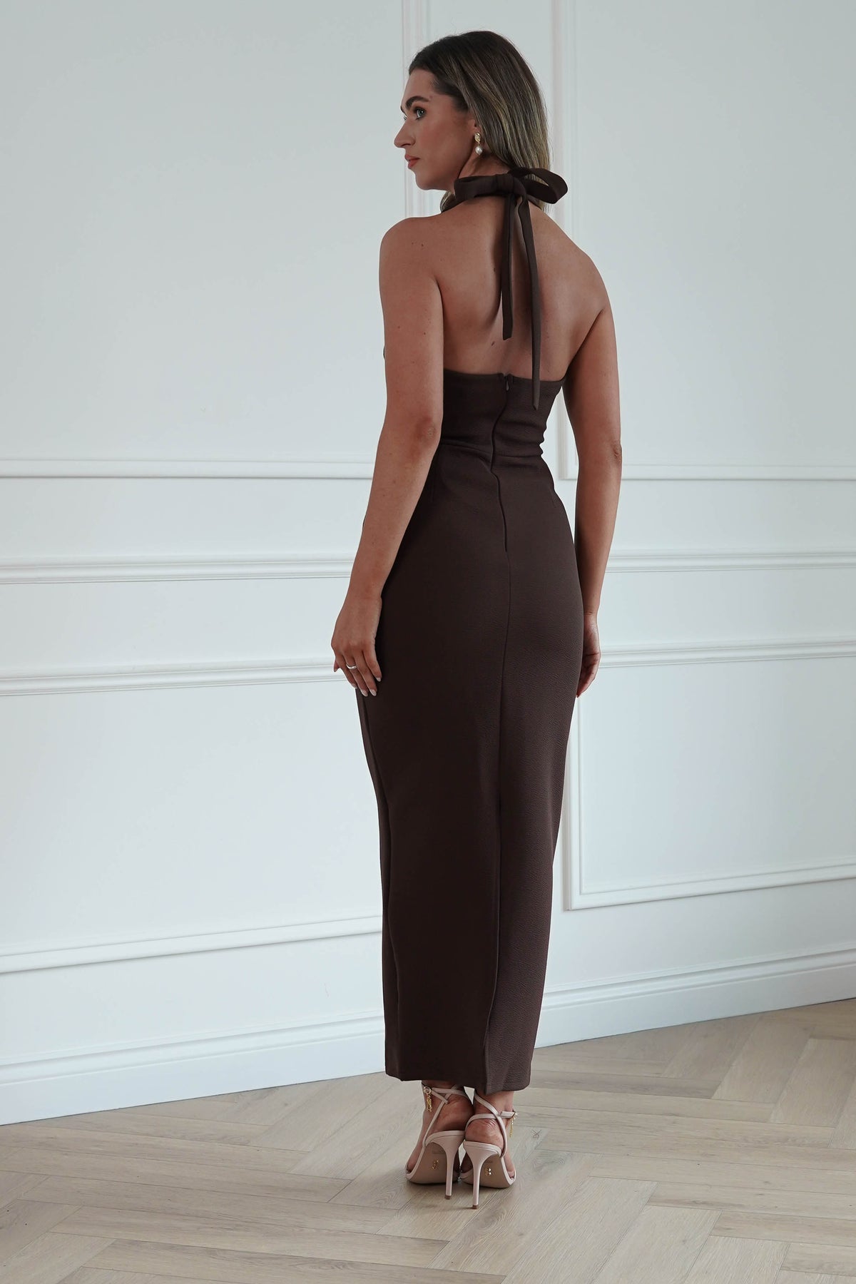Oh Hello Clothing Women > Clothing > Dresses * DONE - LILYWHYT| CM6335D05 | Brown halterneck midi dress (Copy)