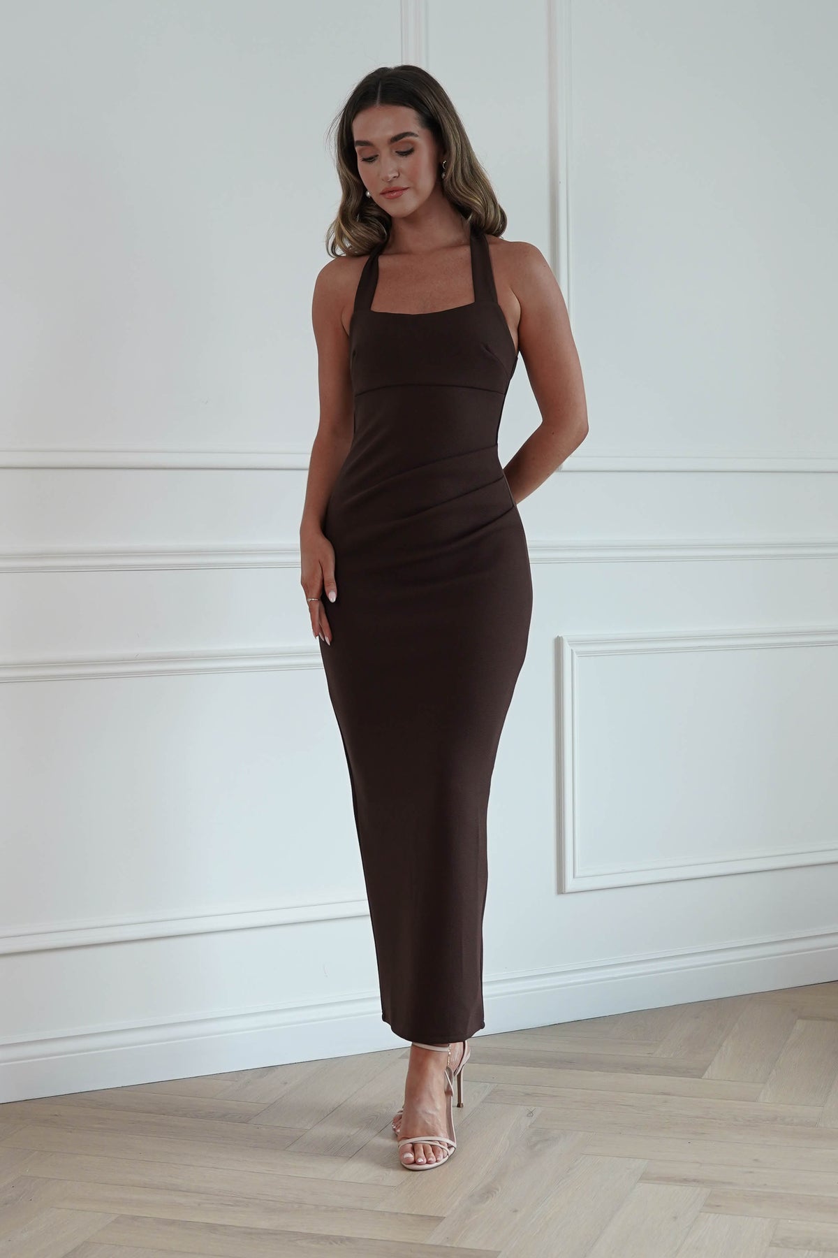 Oh Hello Clothing Women > Clothing > Dresses * DONE - LILYWHYT| CM6335D05 | Brown halterneck midi dress (Copy)