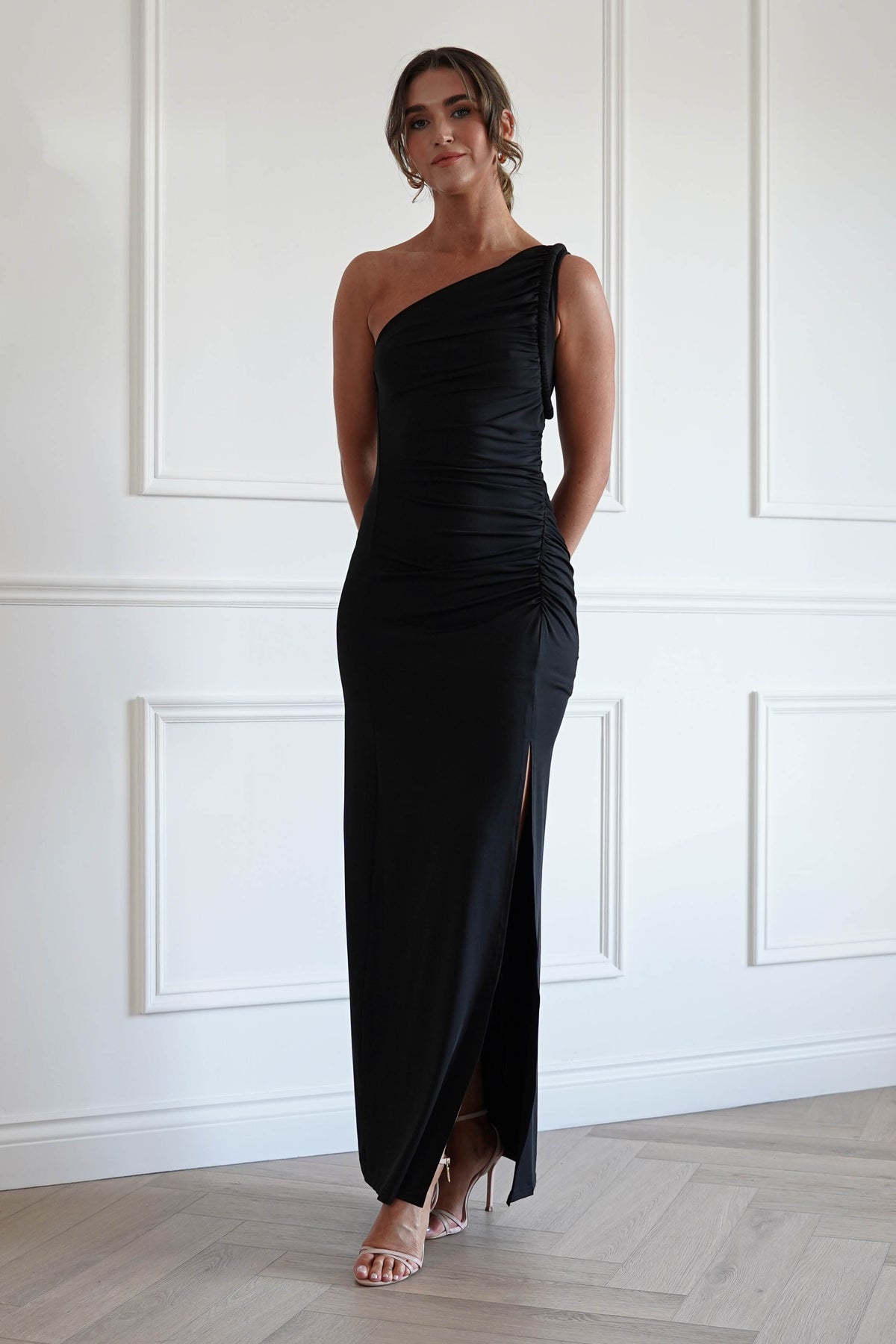 Emery One Shoulder Maxi Dress in Black