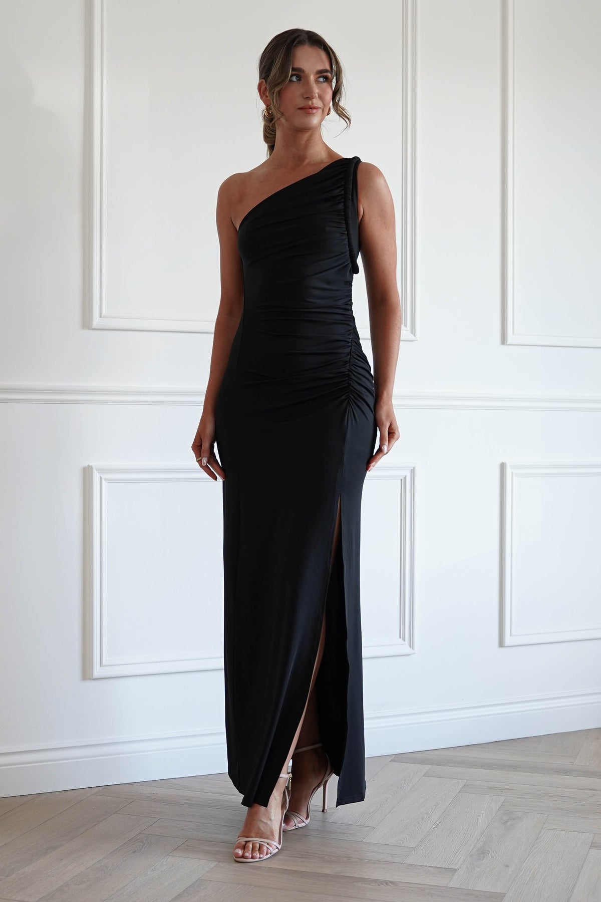 Emery One Shoulder Maxi Dress in Black